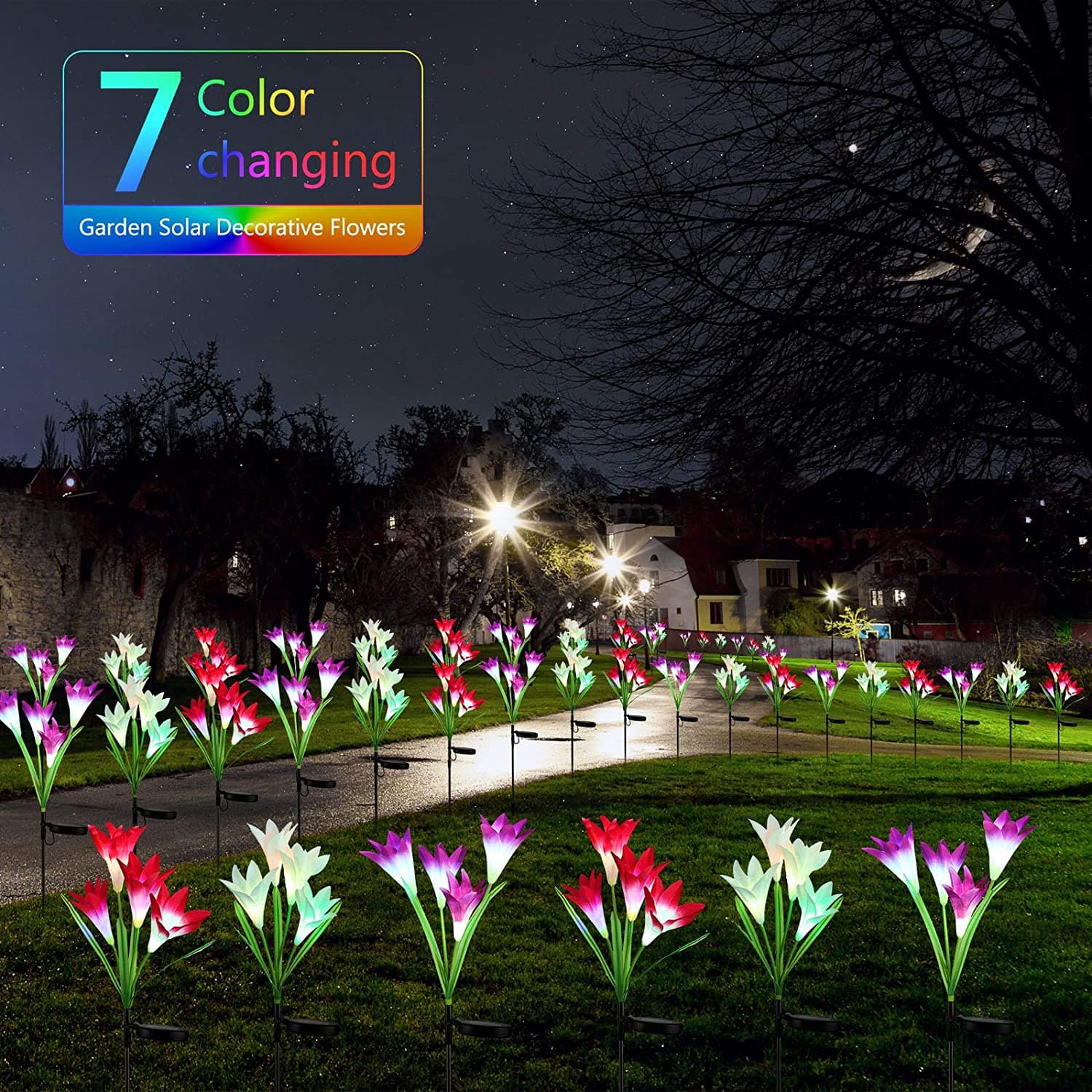 Waterproof Outdoor Solar Lily Flower Stake Lights ( Pack Of 2 pcs ) thumbnail 5