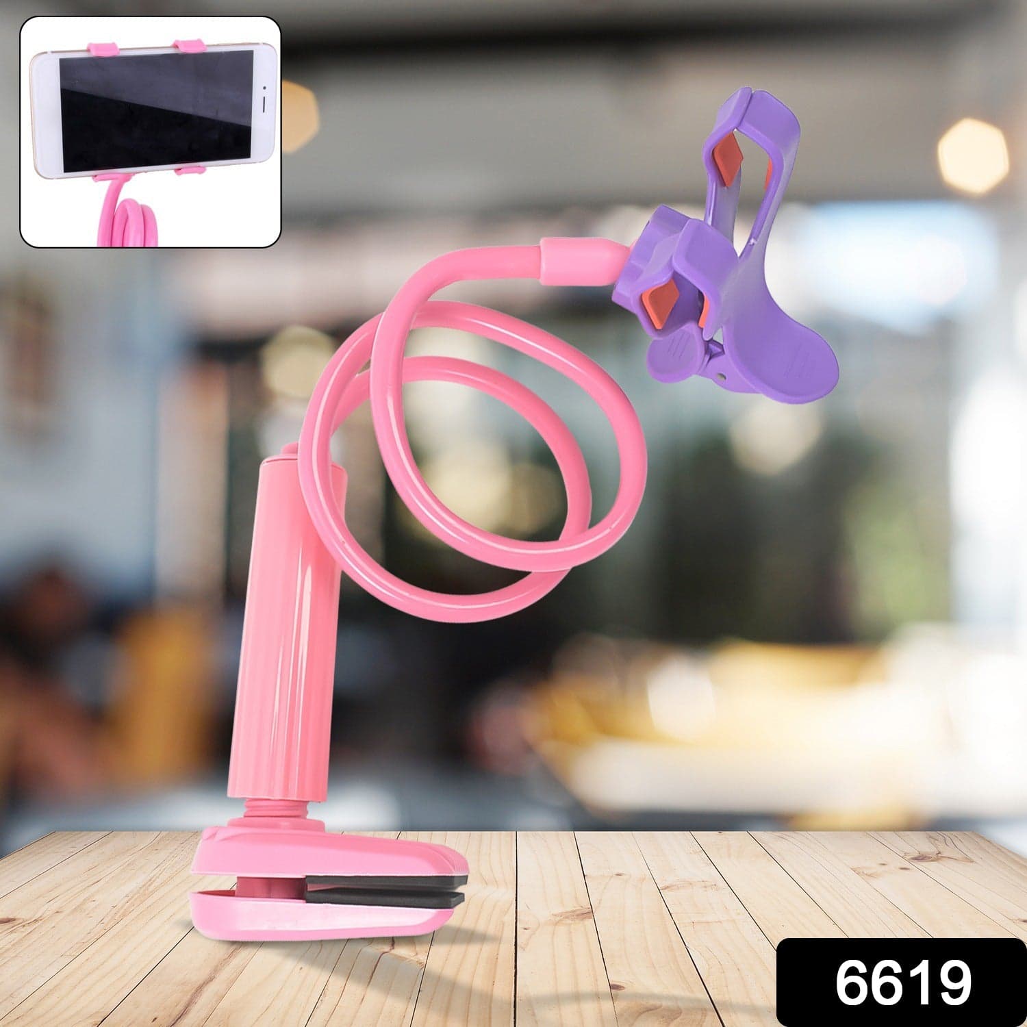 Flexible 360 Degree Portable Foldable Lazy Stand Bracket Cell Phone Holder (1 Pc) thumbnail 2