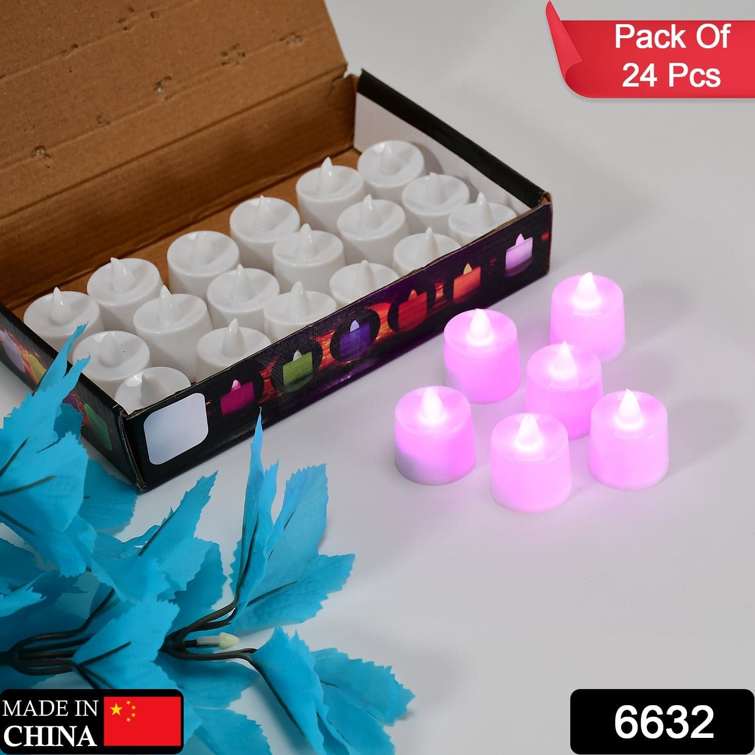 Pink Flameless Led Tealights, Smokeless Plastic Decorative Candles - Led Tea Light Candle For Home Decoration, Diwali (Pack Of 24) thumbnail 2