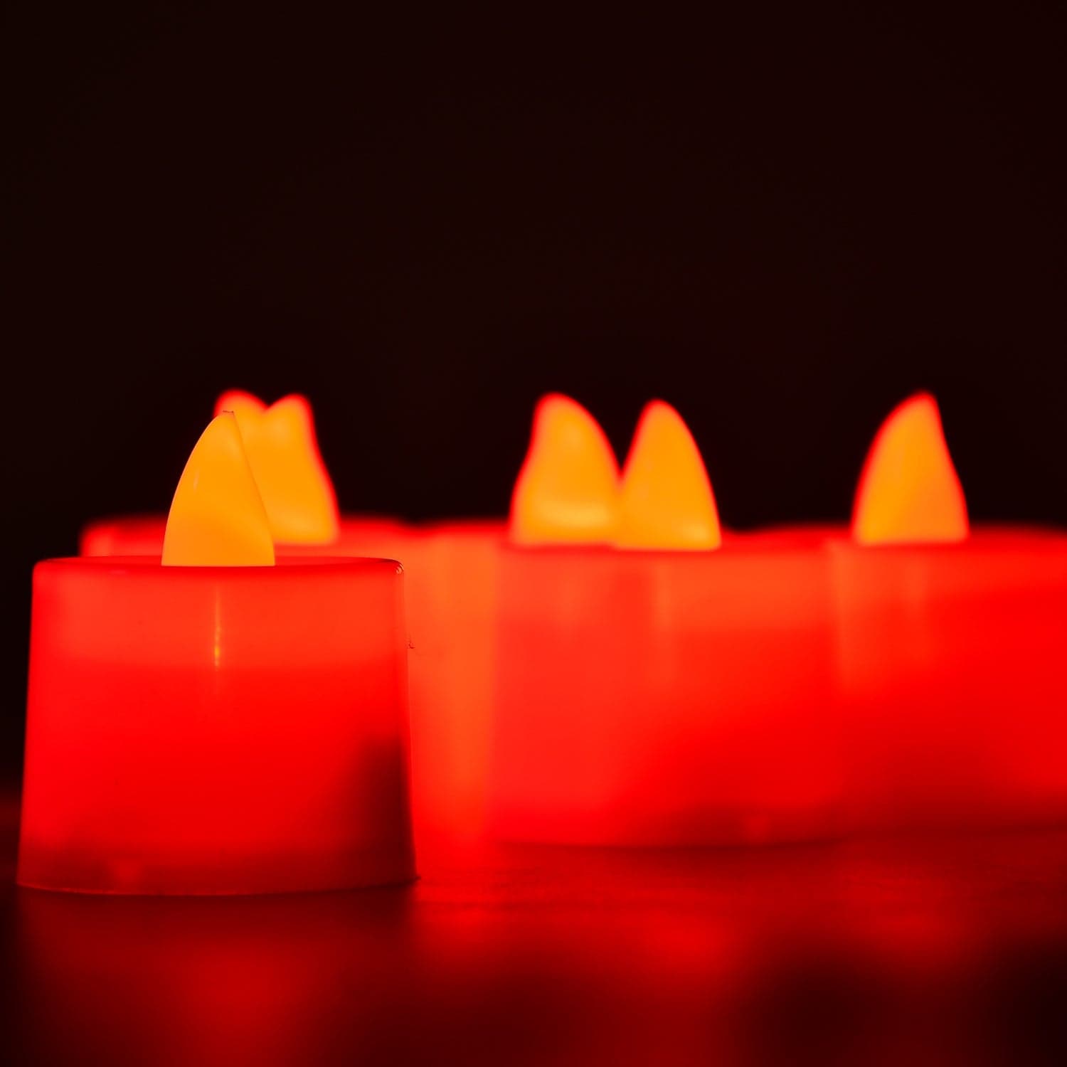 Red LED Tealights of Smokeless Flameless Candles for Home D©cor, Diwali (24 Pcs) thumbnail 6