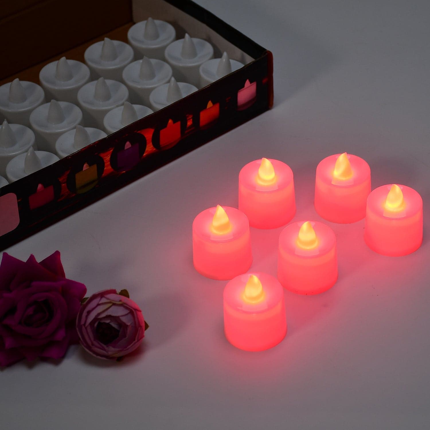 Red LED Tealights of Smokeless Flameless Candles for Home D©cor, Diwali (24 Pcs) thumbnail 7