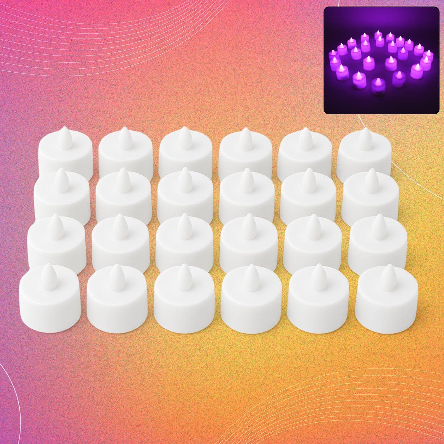 Flameless Led Tealights, Smokeless Plastic Decorative Candles - Led Tea Light Candle For Home Decoration, Diwali (Pack Of 24) ID-6634 thumbnail 1