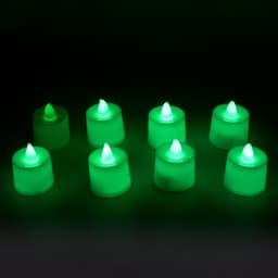 Green Flameless Led Tealights, Smokeless Plastic Decorative Candles - Led Tea Light Candle For Home Decoration, Diwali (Pack Of 8)