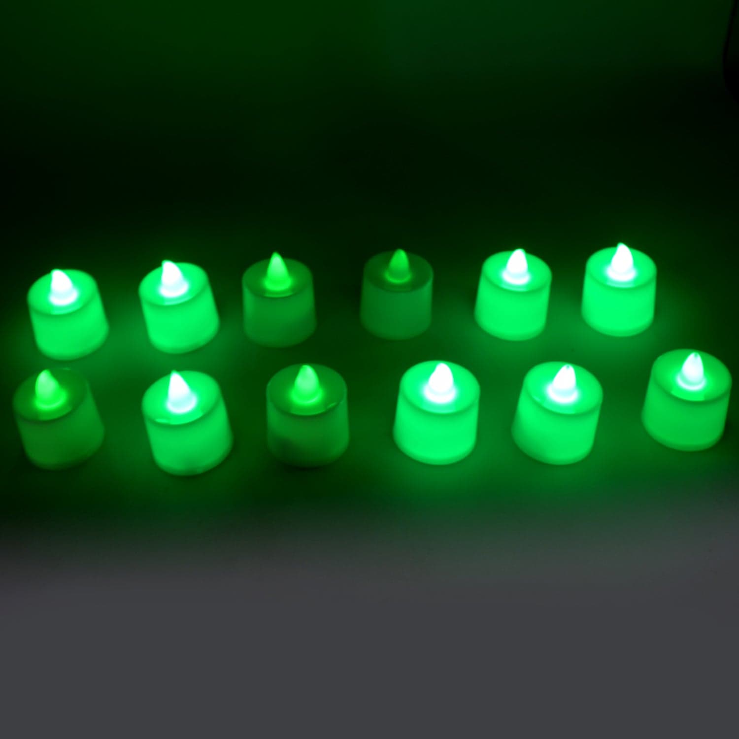 Green Flameless Led Tealights, Smokeless Plastic Decorative Candles - Led Tea Light Candle For Home Decoration, Diwali (Pack Of 12) thumbnail 3