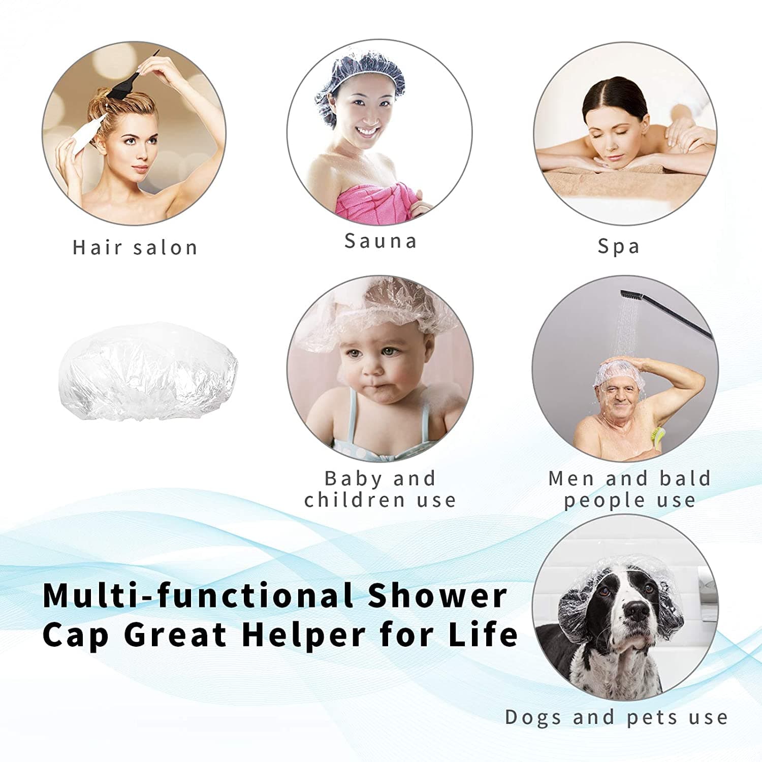Large Disposable Waterproof Shower Caps of 12 Pack for Women, Travel, Hotel, Spa, Salon thumbnail 4