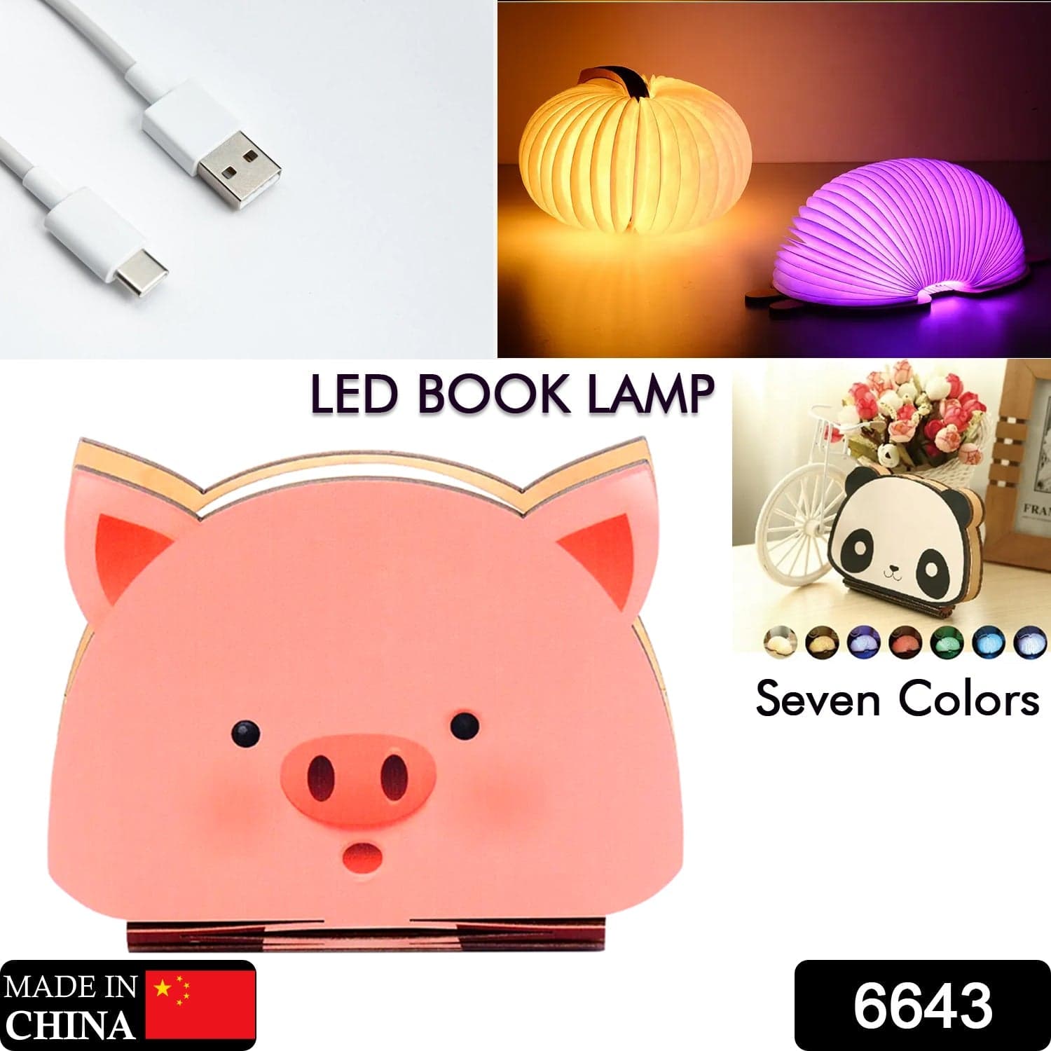 Piglet Shape Book Lamp Animal Led Book Lamp Christmas Gift Light RGB Colors Custom Gift Book Lamp thumbnail 2