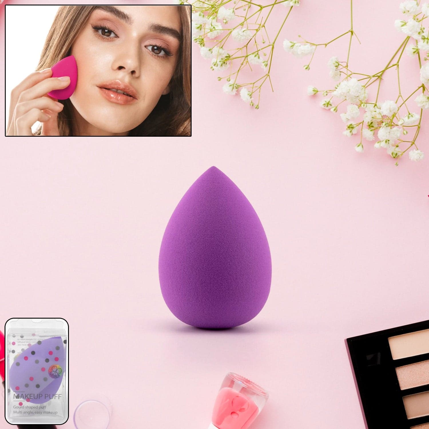 Makeup Sponge for blending liquid Foundations, Powders, and Creams (Multicolor / 1 Pc) thumbnail 1