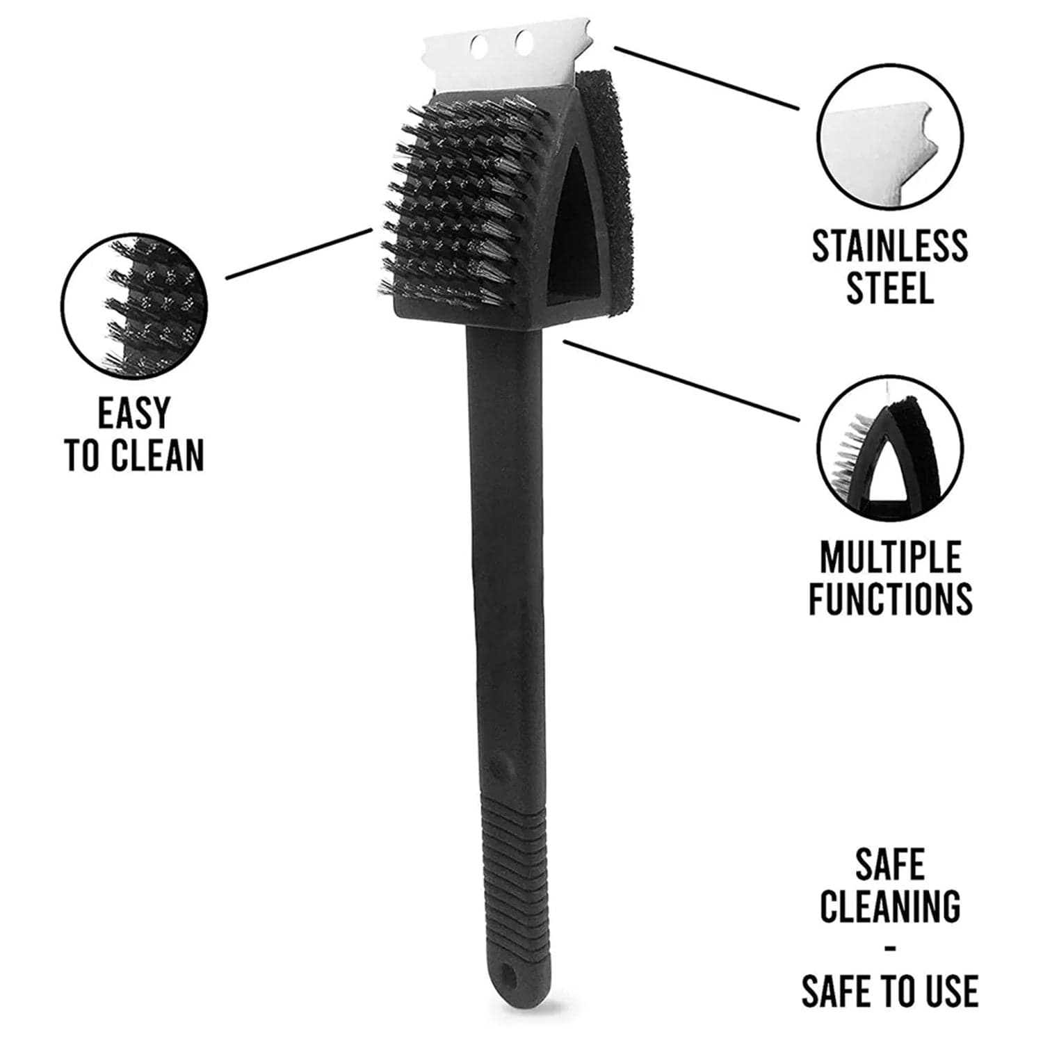 Black 2 Side Use Brush Scarp Cleaning Brush & Wire Brush for Garage Use thumbnail 4