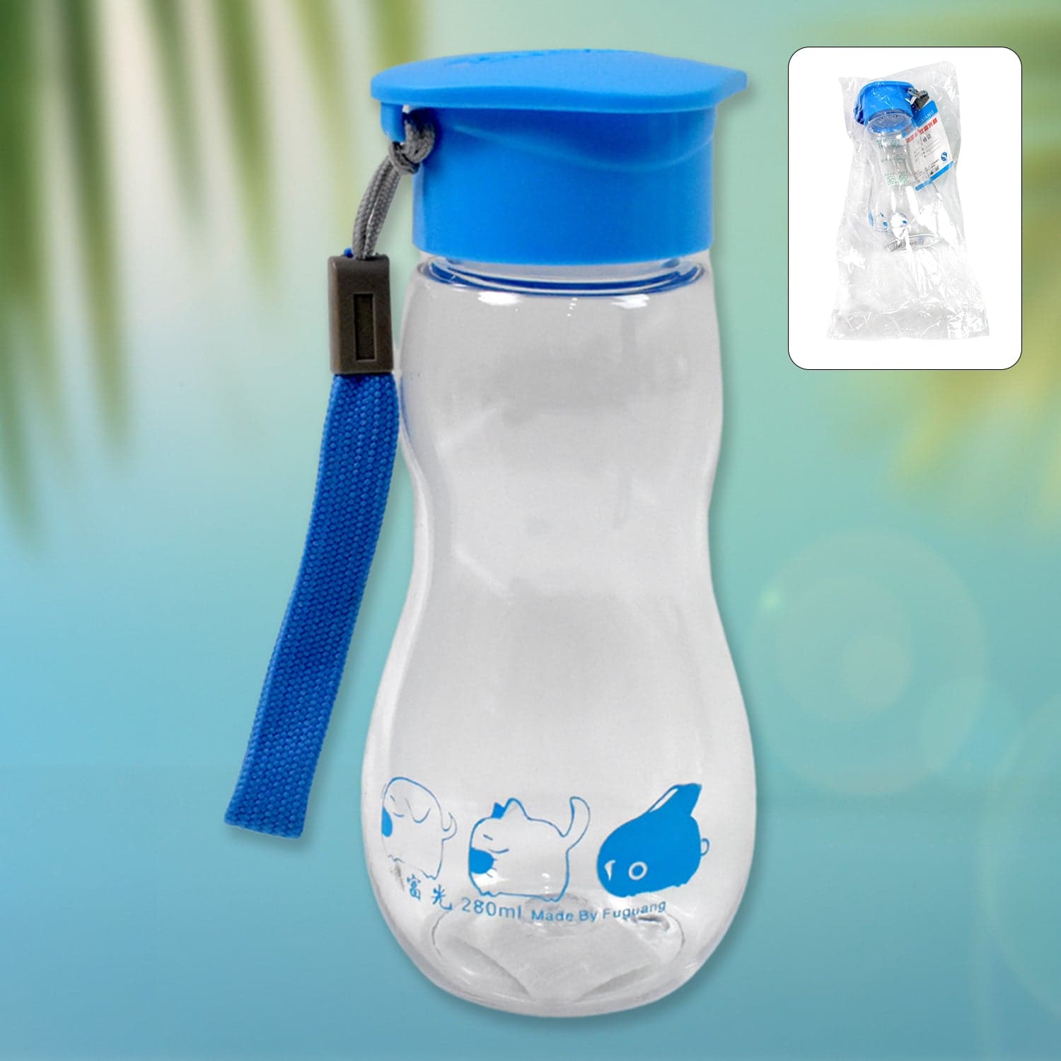 Transparent Travel Portable Water Bottle with Carry Straps (280 ML / 1 Pc) thumbnail 1