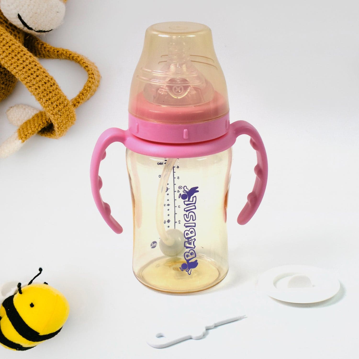 Plastic Baby Feeding Bottle with Handles & Straw (220 ML / 1 Pc) thumbnail 3