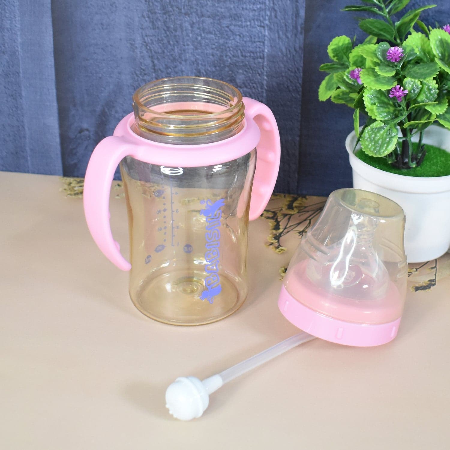 Plastic Baby Feeding Bottle with Handles & Straw (220 ML / 1 Pc) thumbnail 4