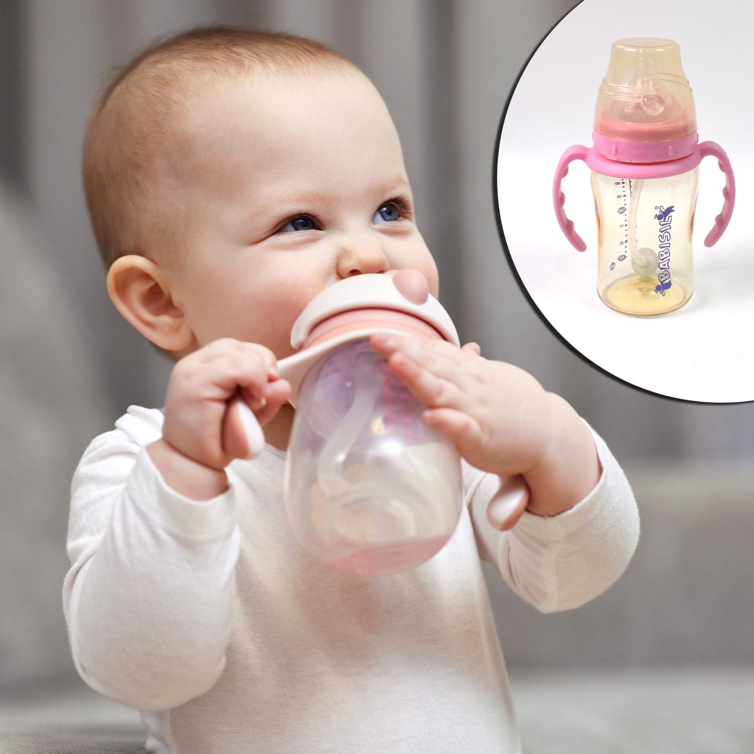 Plastic Baby Feeding Bottle with Handles & Straw (220 ML / 1 Pc) thumbnail 6