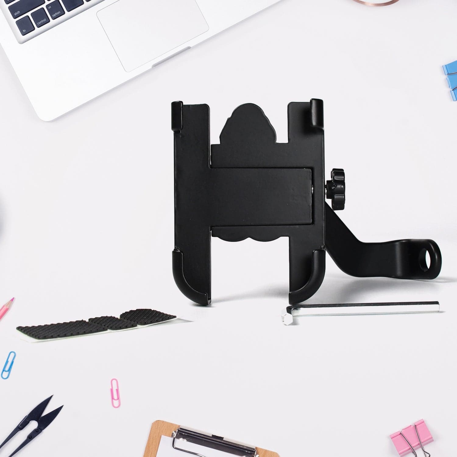 Mobile Phone Holder With Easy Adjustable Rear View Mirror Mount Solid Metal Cradle Stand Suitable for Bike & Mobile Phones thumbnail 1