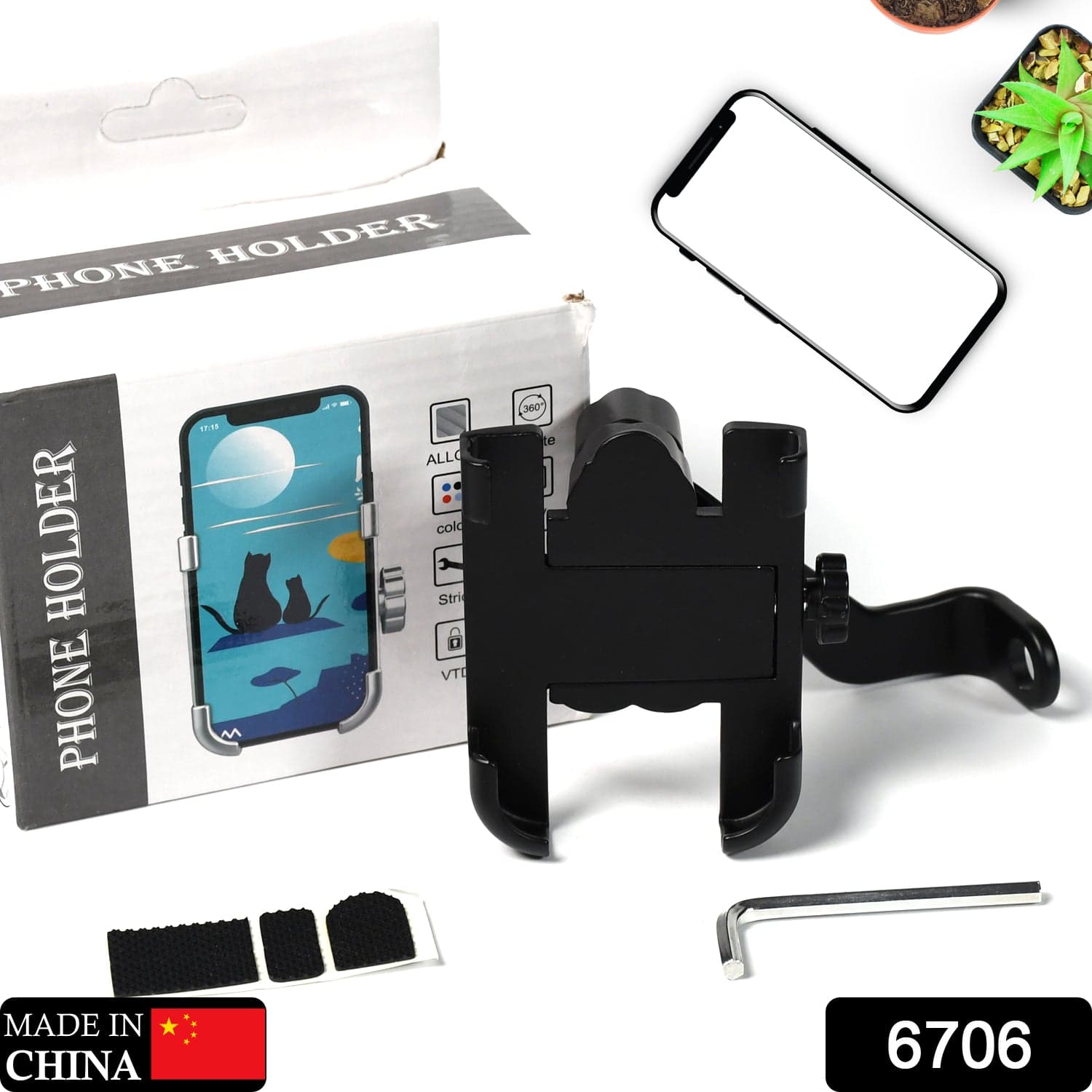 Mobile Phone Holder With Easy Adjustable Rear View Mirror Mount Solid Metal Cradle Stand Suitable for Bike & Mobile Phones thumbnail 2