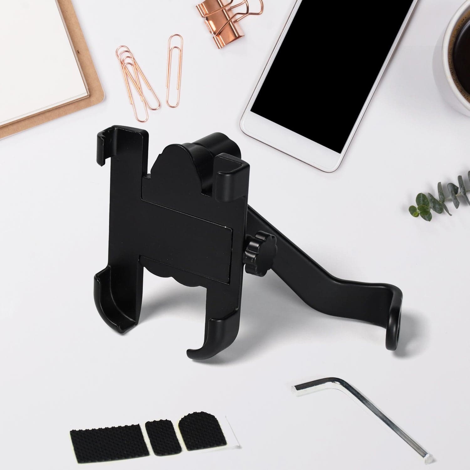 Mobile Phone Holder With Easy Adjustable Rear View Mirror Mount Solid Metal Cradle Stand Suitable for Bike & Mobile Phones thumbnail 3