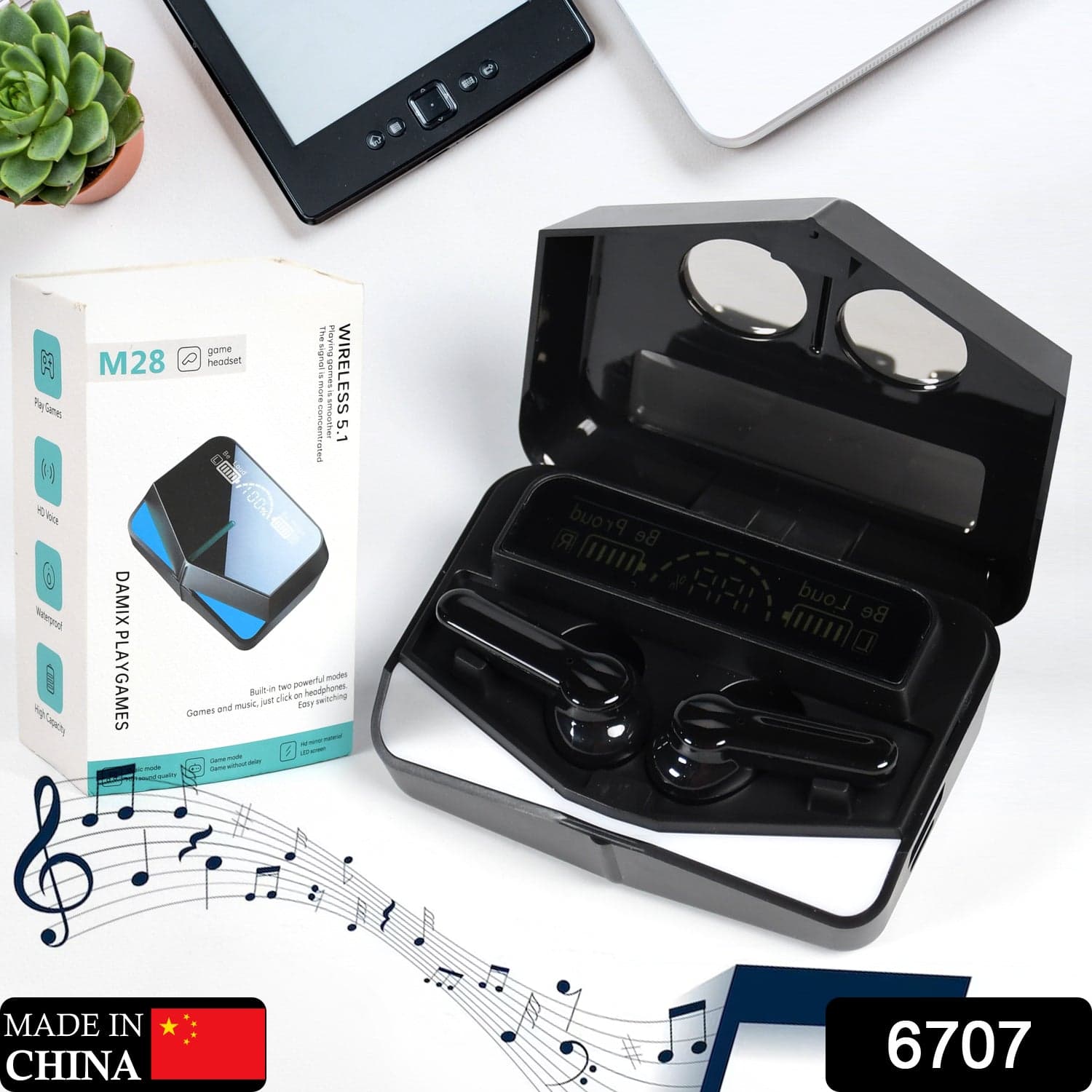 M28 Earbuds Max Bluetooth Gaming Headset With Lighting Ear buds 5.1 Earbuds Black thumbnail 2