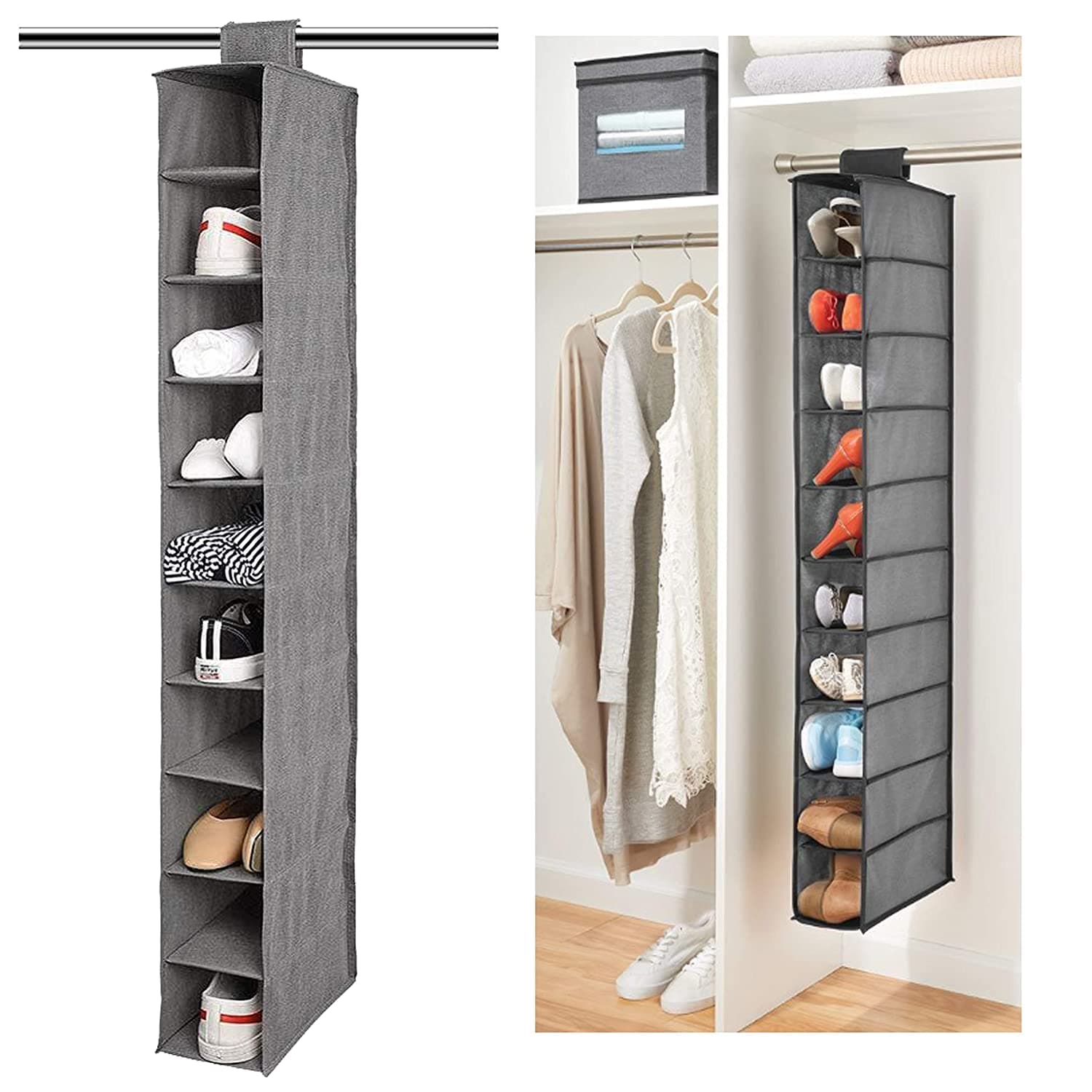 10Tier Multipurpose Storage Rack, Foldable, Collapsible Fabric Wardrobe Organiser For Clothes thumbnail 6