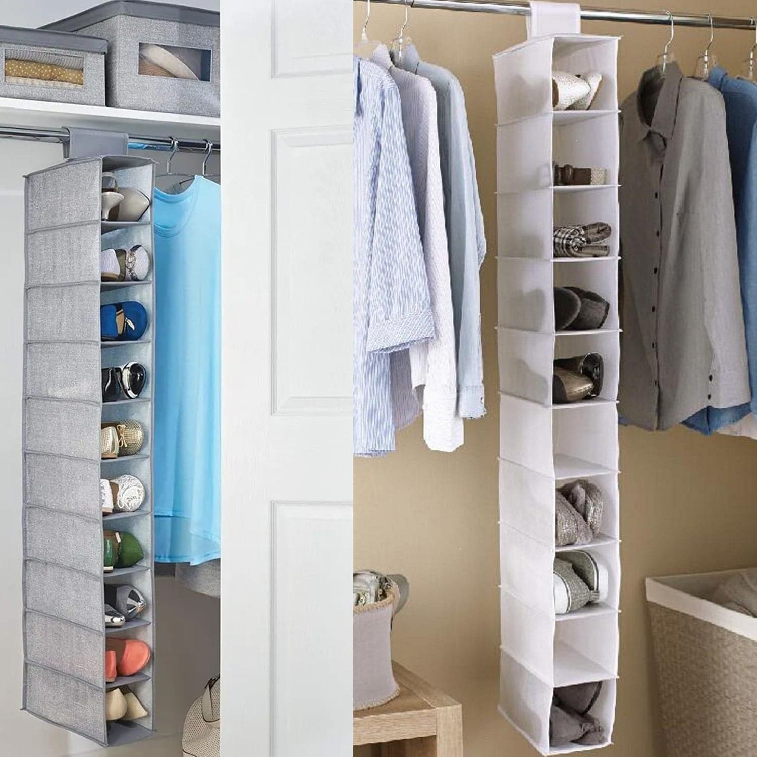 10Tier Multipurpose Storage Rack, Foldable, Collapsible Fabric Wardrobe Organiser For Clothes thumbnail 8