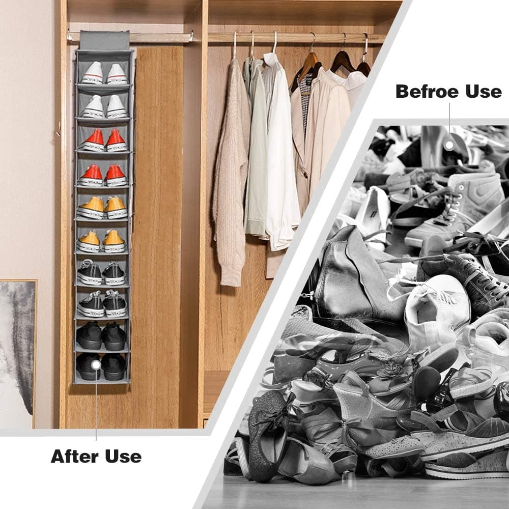 10 Tier Multipurpose Storage Rack, Foldable, Collapsible Fabric Wardrobe Organiser For Clothes thumbnail 3