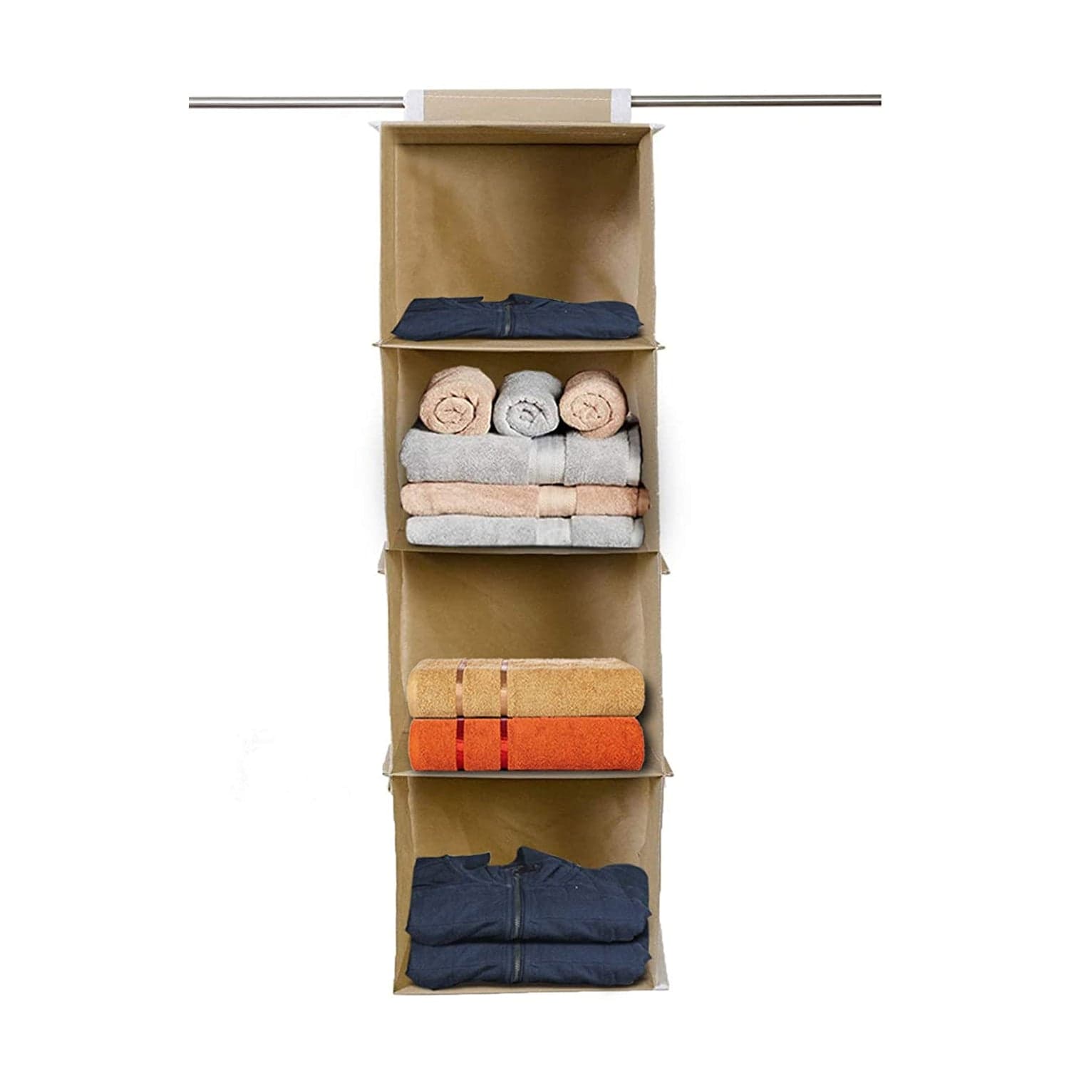 Fabric Hanging 4-Shelf Closet Cloth Organizer thumbnail 7
