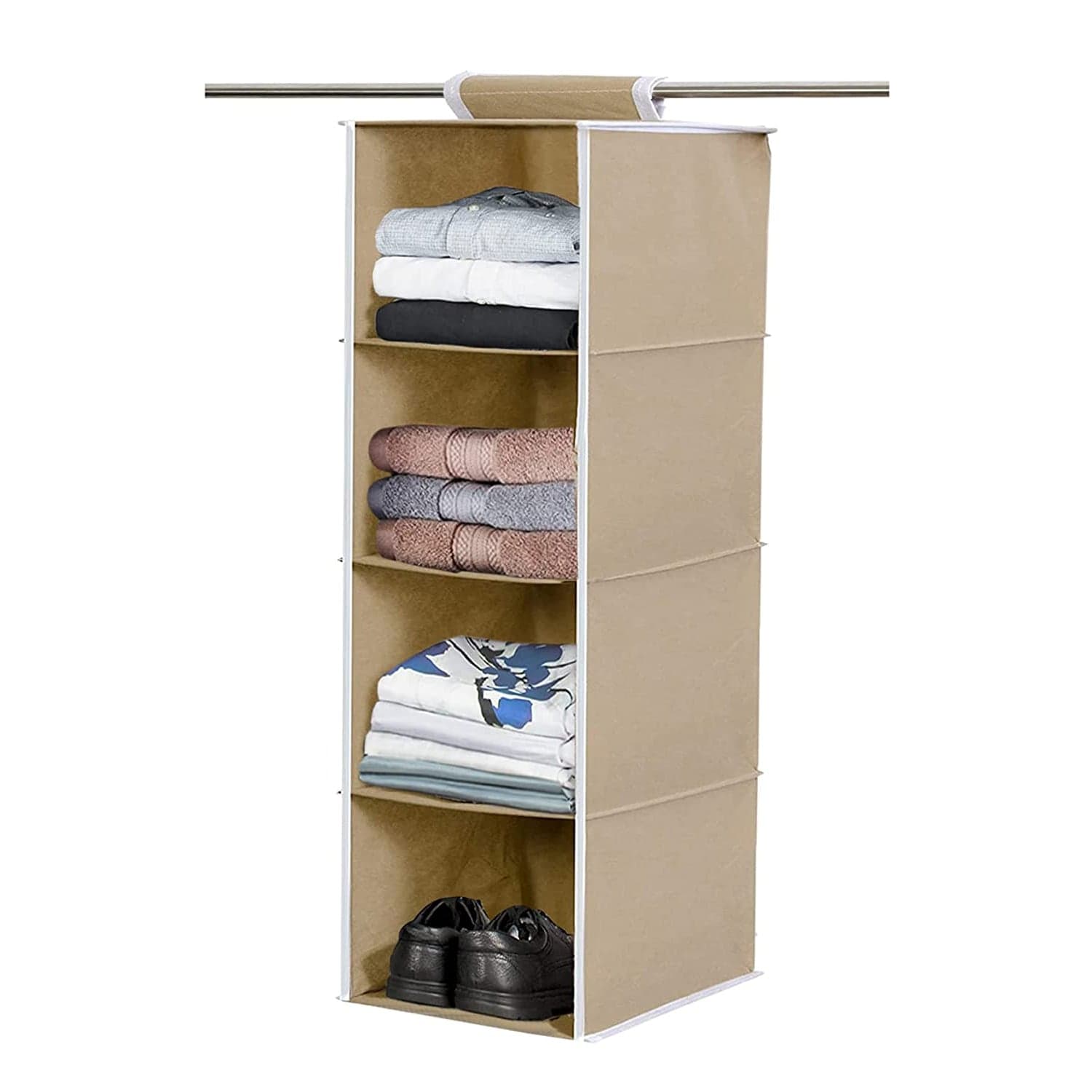 Fabric Hanging 4-Shelf Closet Cloth Organizer thumbnail 8