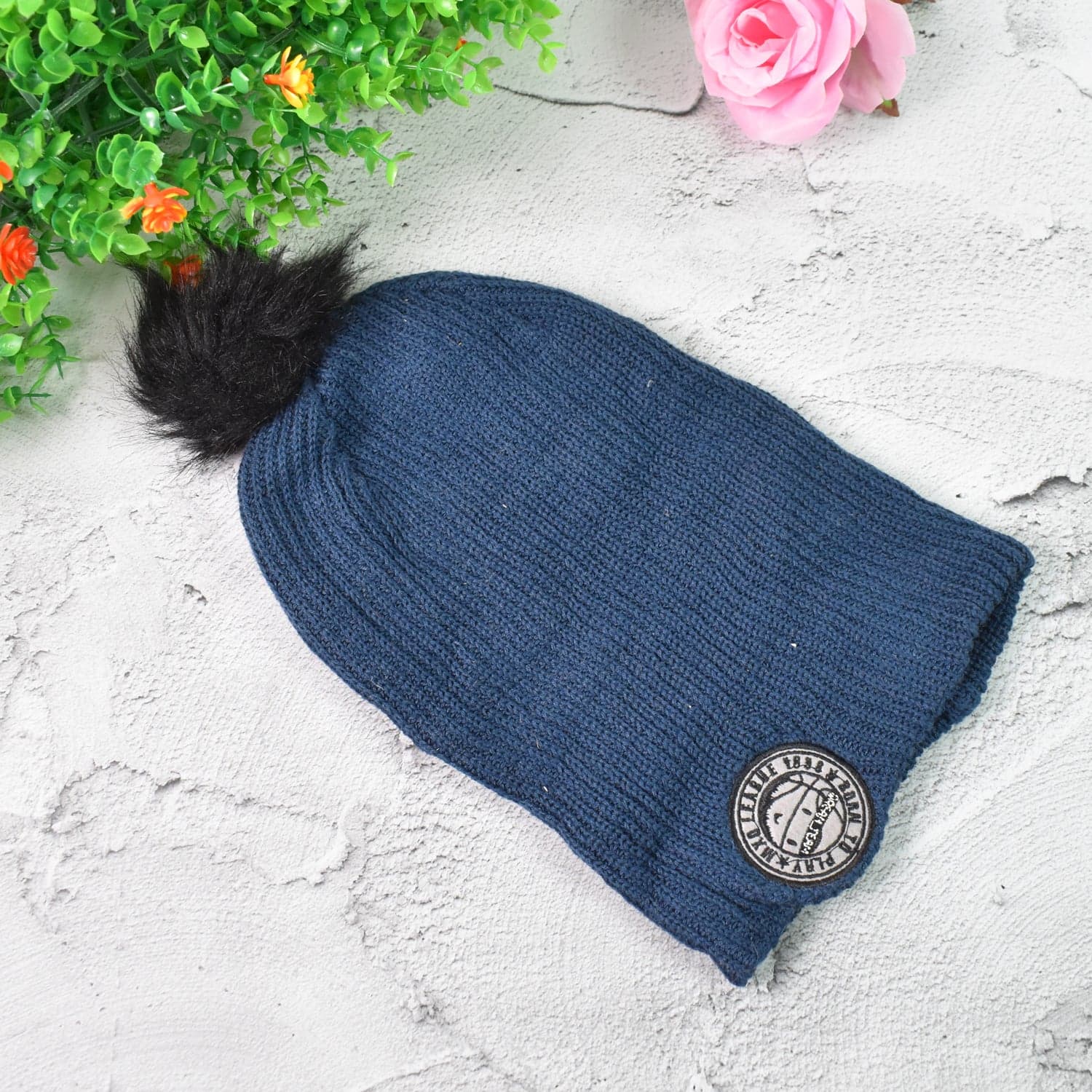 Small Cap for Winter Woolen Knitted Inside Fur Caps (1 Pc / Mix Design & Color) thumbnail 3
