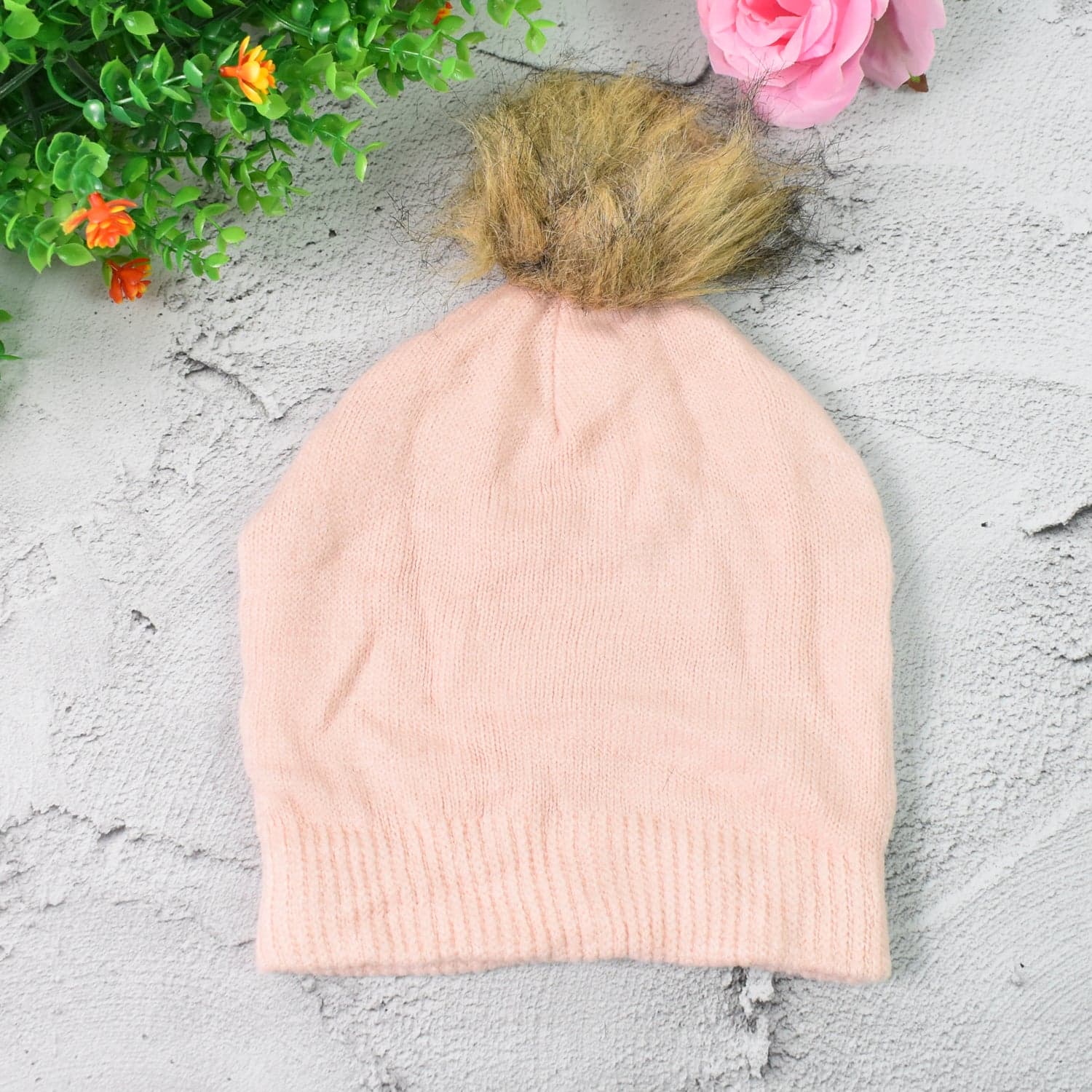 Small Cap for Winter Woolen Knitted Inside Fur Caps (1 Pc / Mix Design & Color) thumbnail 7
