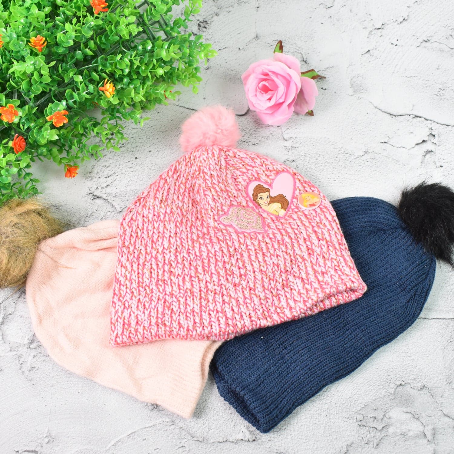 Small Cap for Winter Woolen Knitted Inside Fur Caps (1 Pc / Mix Design & Color) thumbnail 9