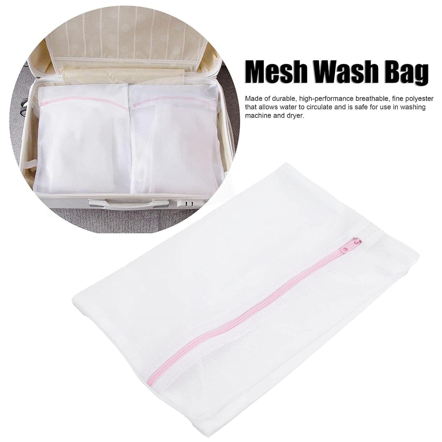 Reusable and Durable Zip Mesh Laundry Bag 3 Different Size (3 Pcs Set) thumbnail 3