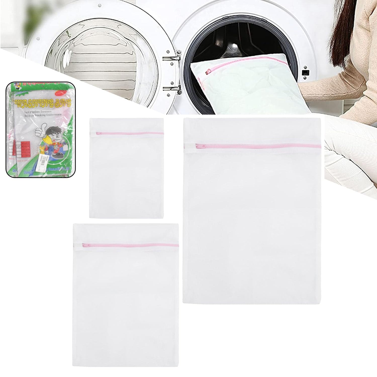 Reusable and Durable Zip Mesh Laundry Bag 3 Different Size (3 Pcs Set) thumbnail 6