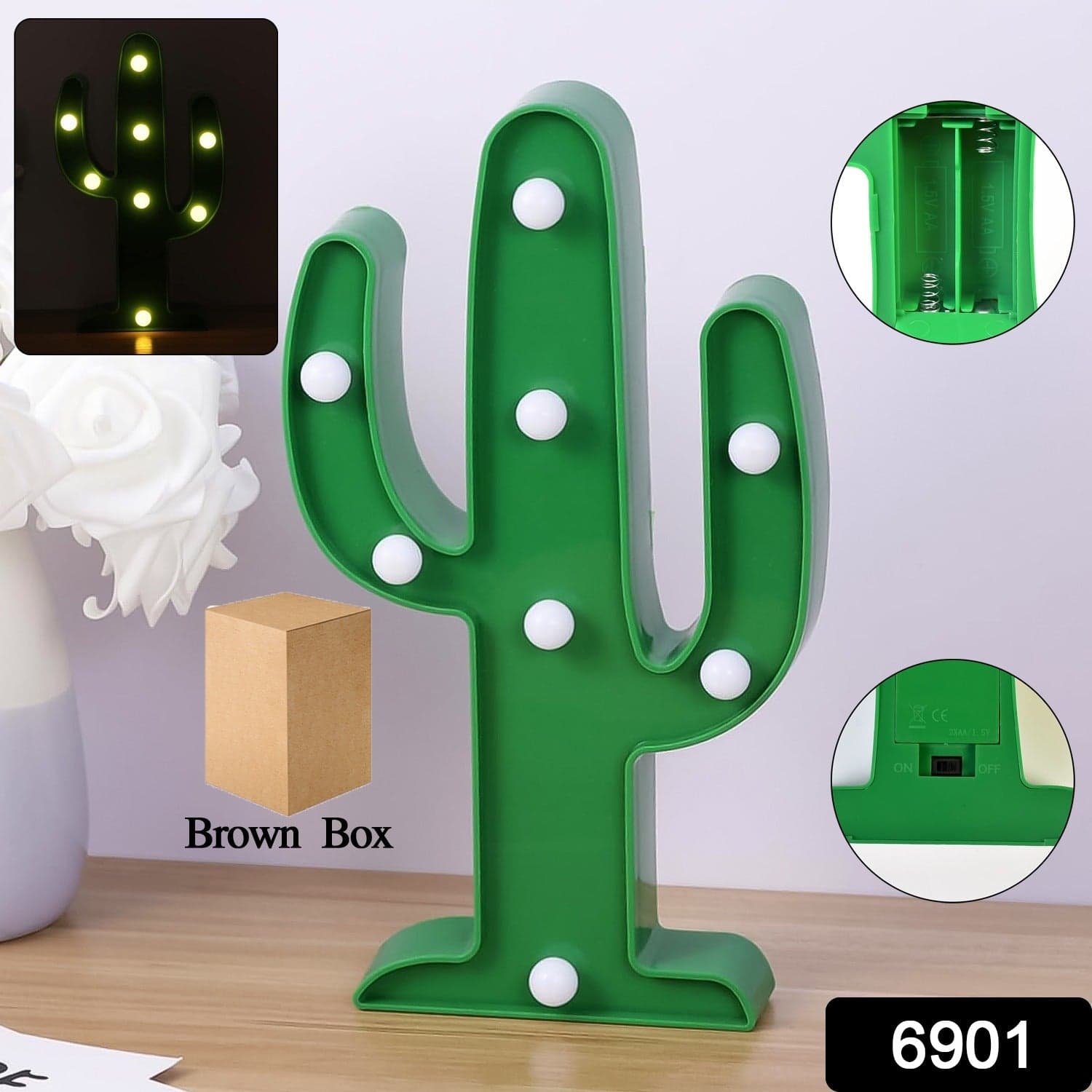 LED Cactus Light, LED Desk Lamp, LED Table Lamp (1 Pc / Battery not Included) thumbnail 2