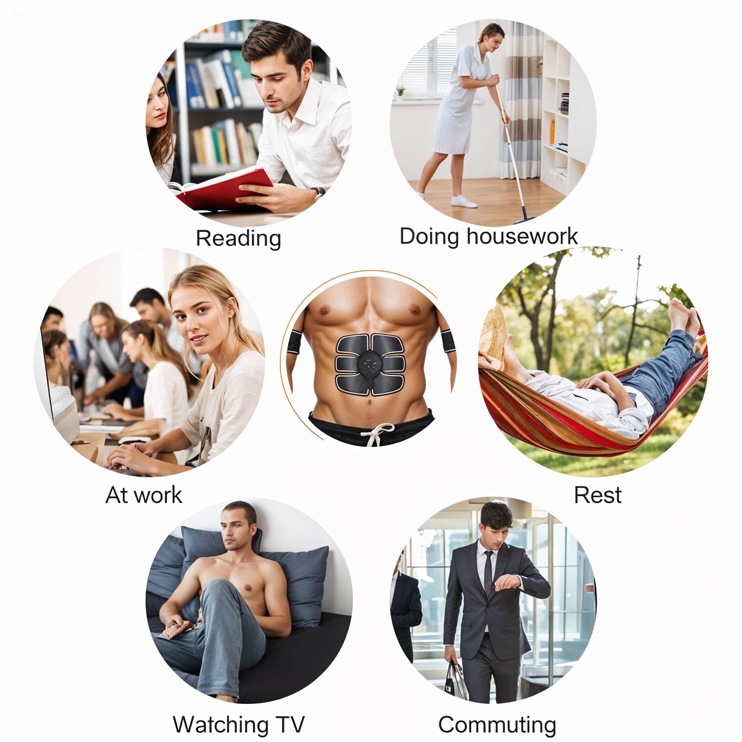 Wireless 6-Pack Abs Stimulator of Rechargeable Vibrating Muscle Exerciser & Body Massager for Abdominal Training thumbnail 6