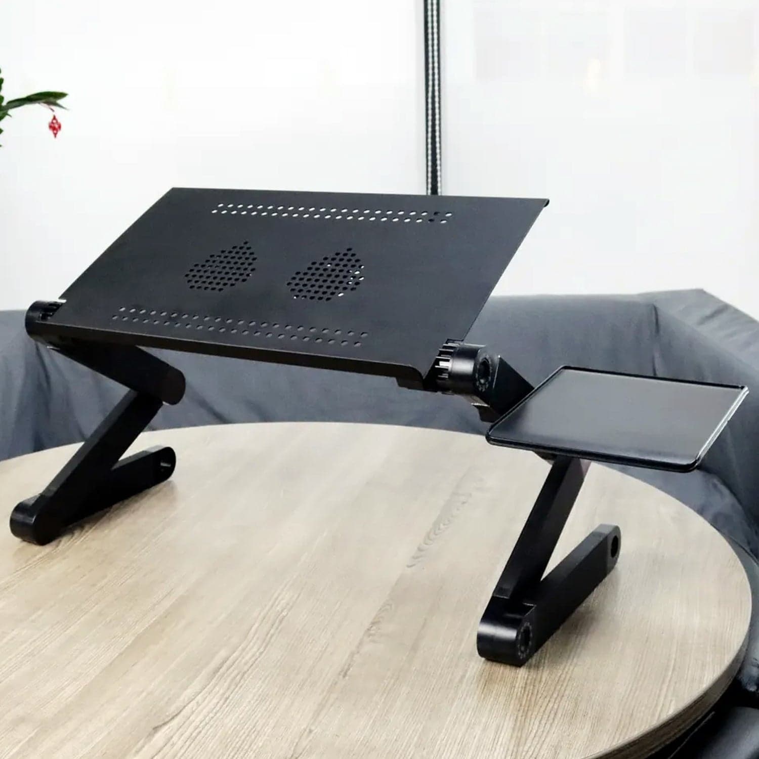 Modern Style Portable Adjustable Foldable Laptop Holder Notebook Desks Lap PC Folding Desk Table Vented Stand 2 Built in Cooling Fans thumbnail 1