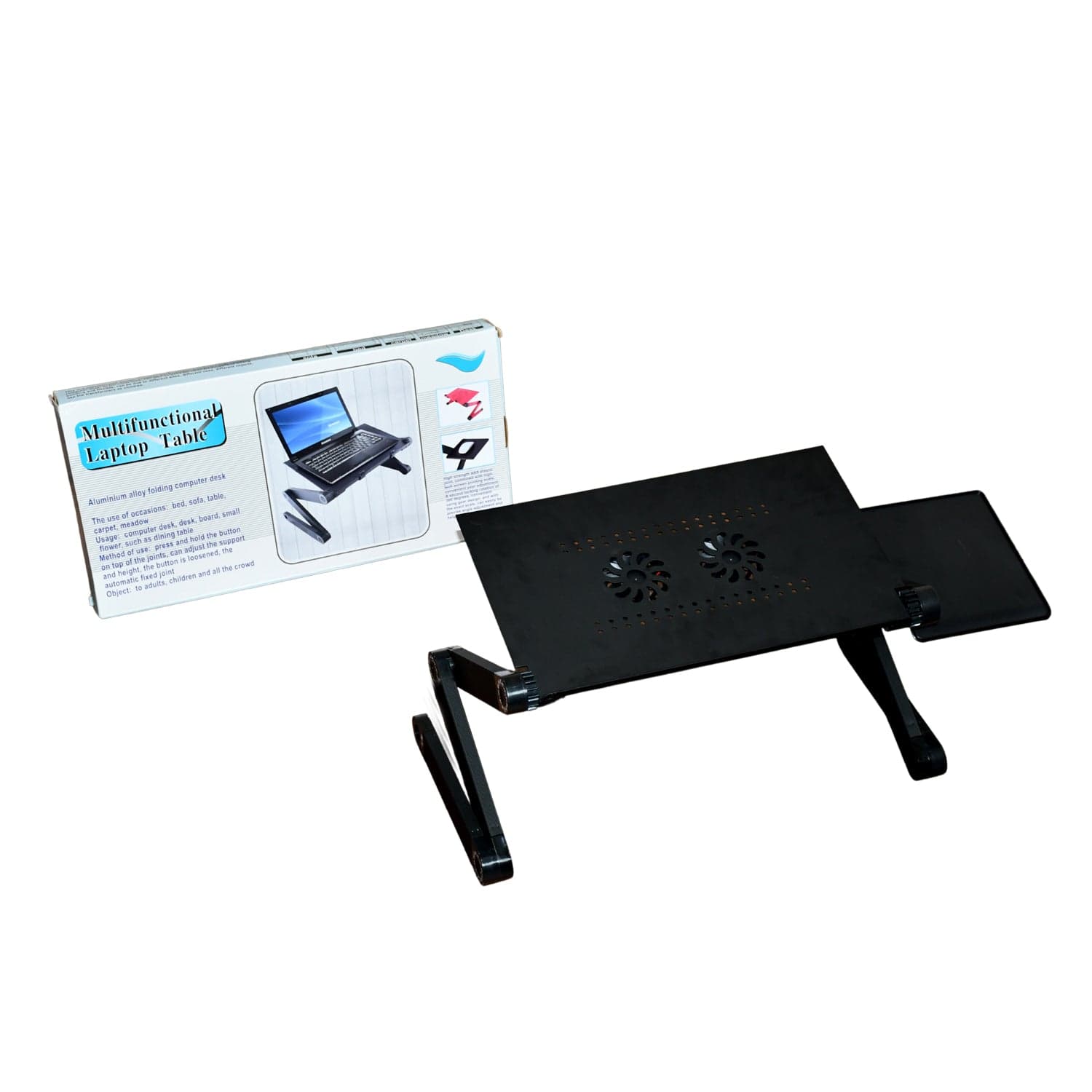 Modern Style Portable Adjustable Foldable Laptop Holder Notebook Desks Lap PC Folding Desk Table Vented Stand 2 Built in Cooling Fans thumbnail 3