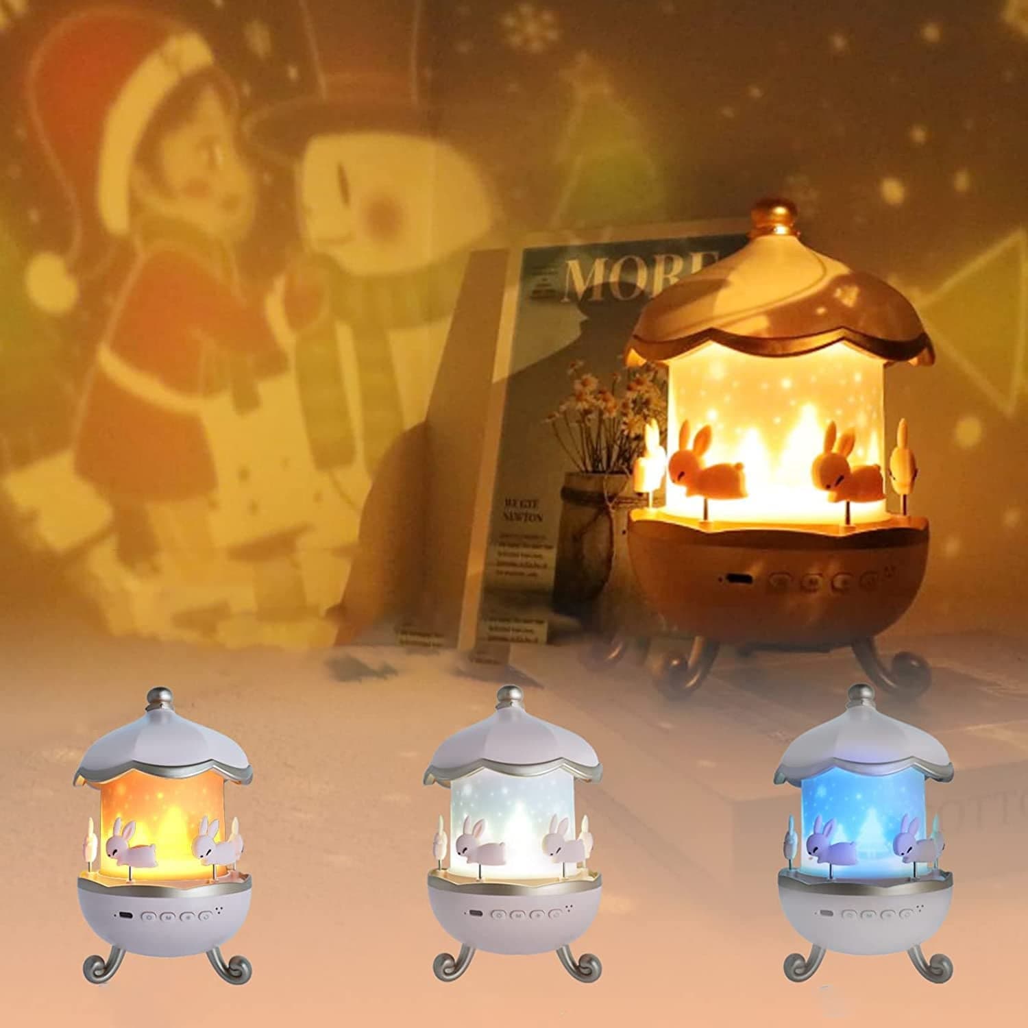 Bunny S Carousel Rotating Led Night Light thumbnail 7