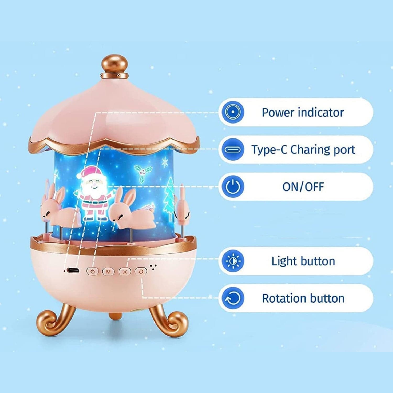 Bunny S Carousel Rotating Led Night Light thumbnail 9