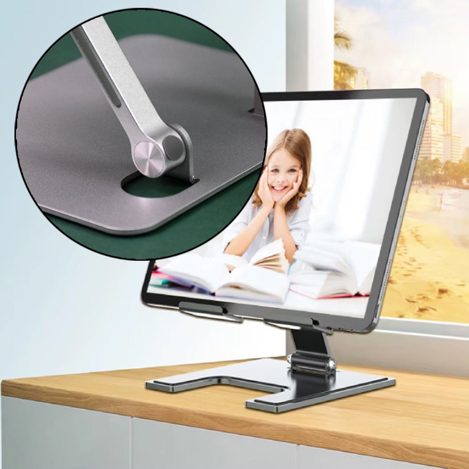 Tablet Stand Metal Alloy Adjustable Bracket, Suitable For Tablet Computers For Desk Ergonomic Foldable Metal Tablet Holder/Tablets/Mobile Phones thumbnail 7