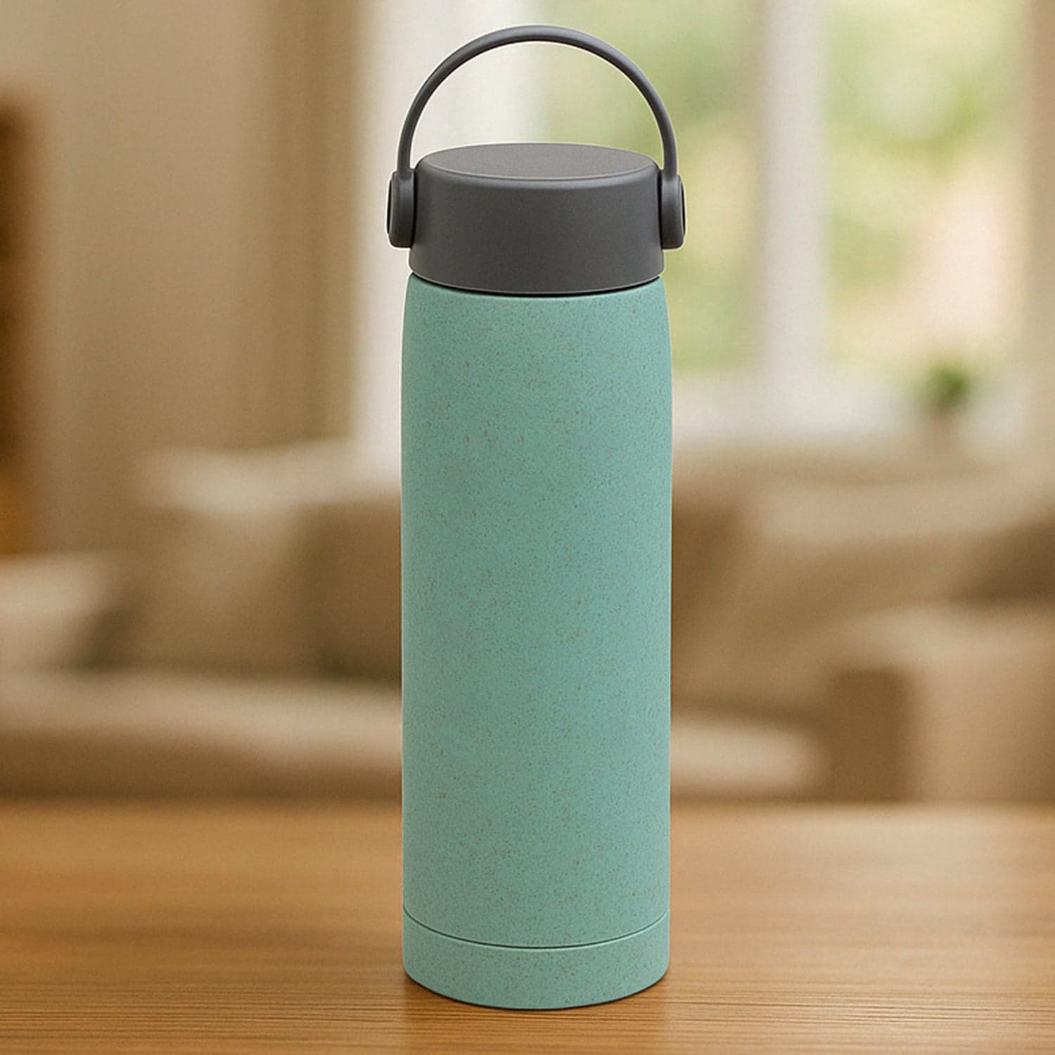 Creative Wheat Glass Water Bottle with Phone Holder (380ml, 80 Pc MOQ) thumbnail 1