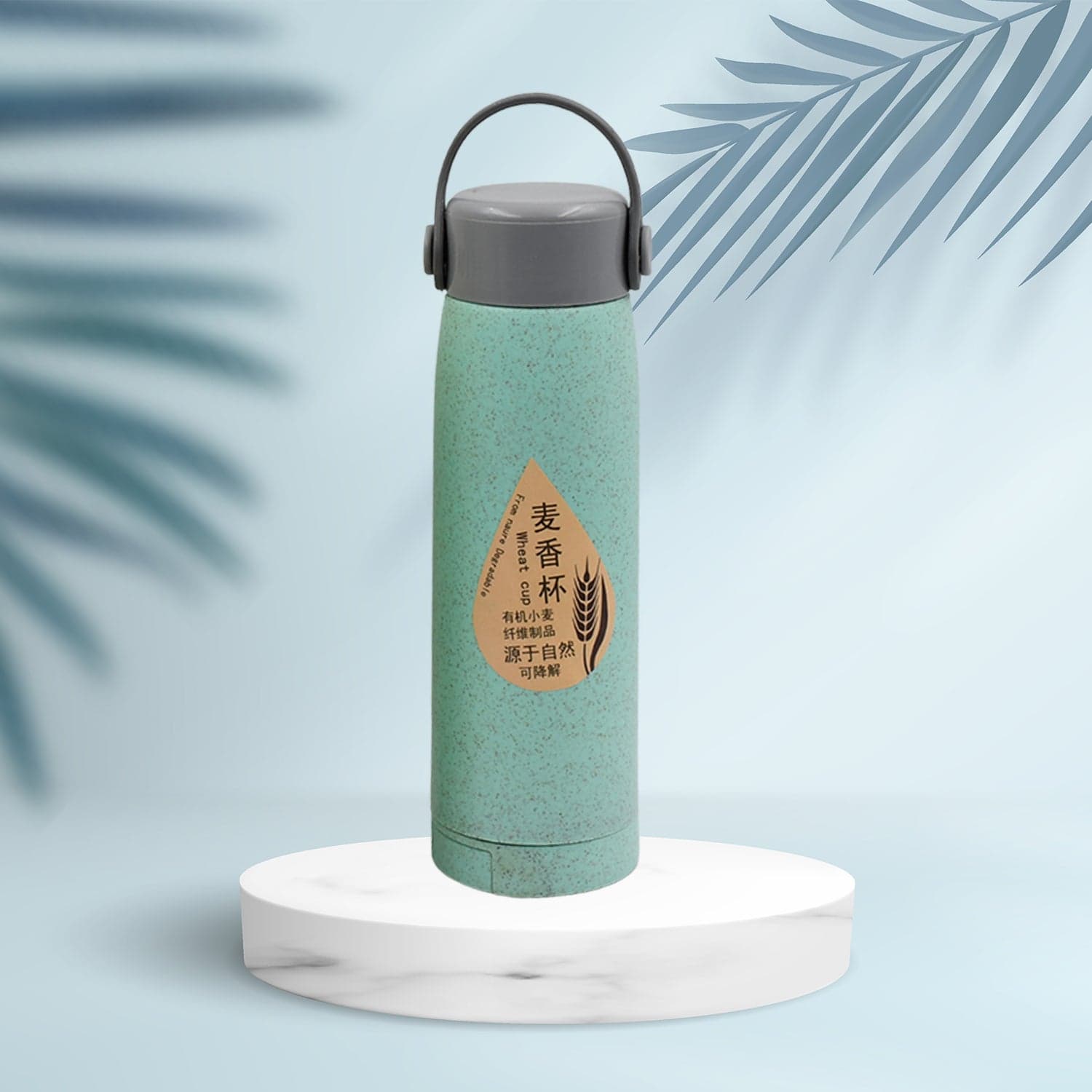 Creative Wheat Glass Water Bottle with Phone Holder (380ml, 80 Pc MOQ) thumbnail 6