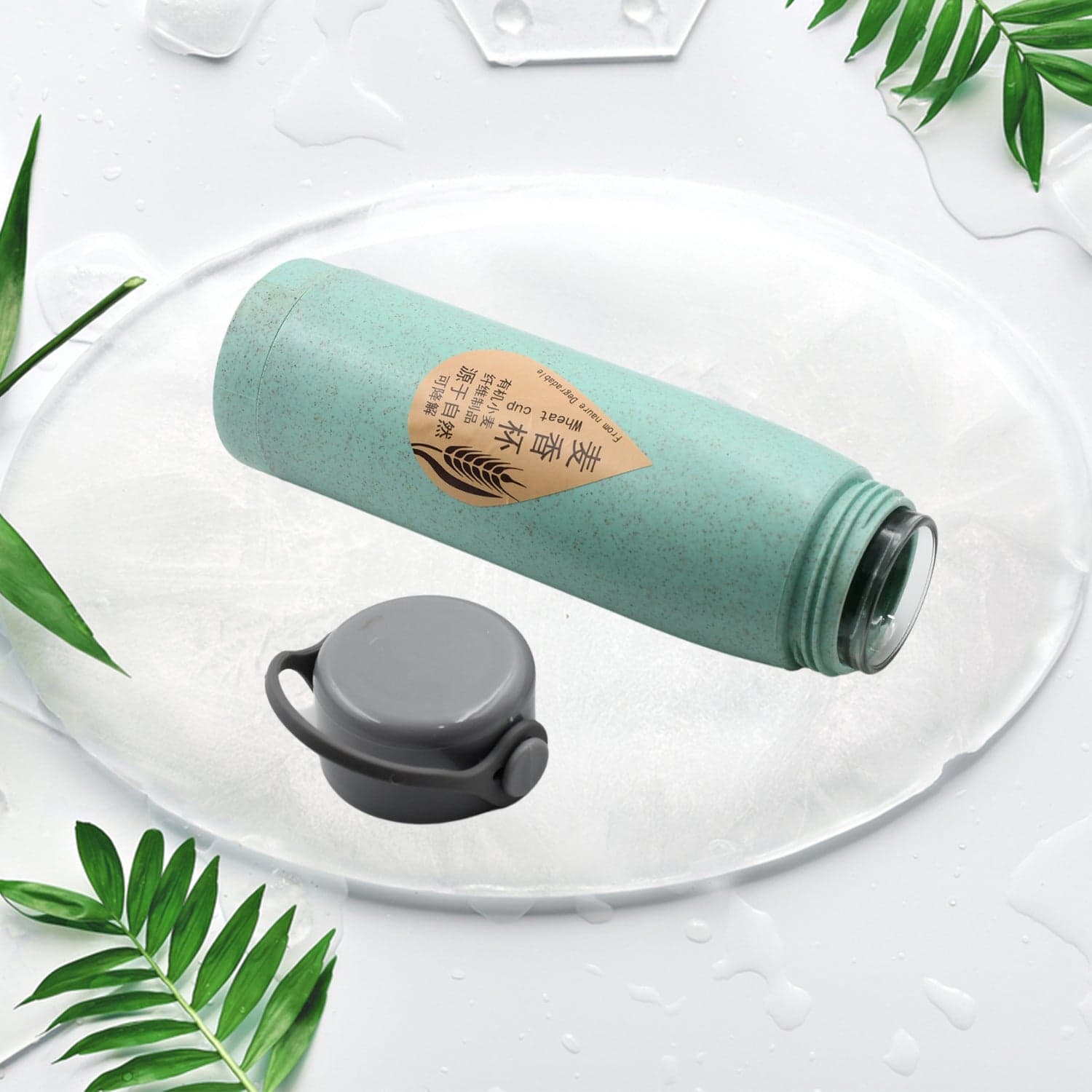 Creative Wheat Glass Water Bottle with Phone Holder (380ml, 80 Pc MOQ) thumbnail 7