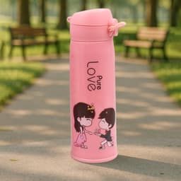Pure Love Outdoor Sport Water Bottle 500Ml Leak Proof Bpa-Free For Travel Cold And Hot Water Glass Water Bottle With Daily Water Intake For Gym And Children