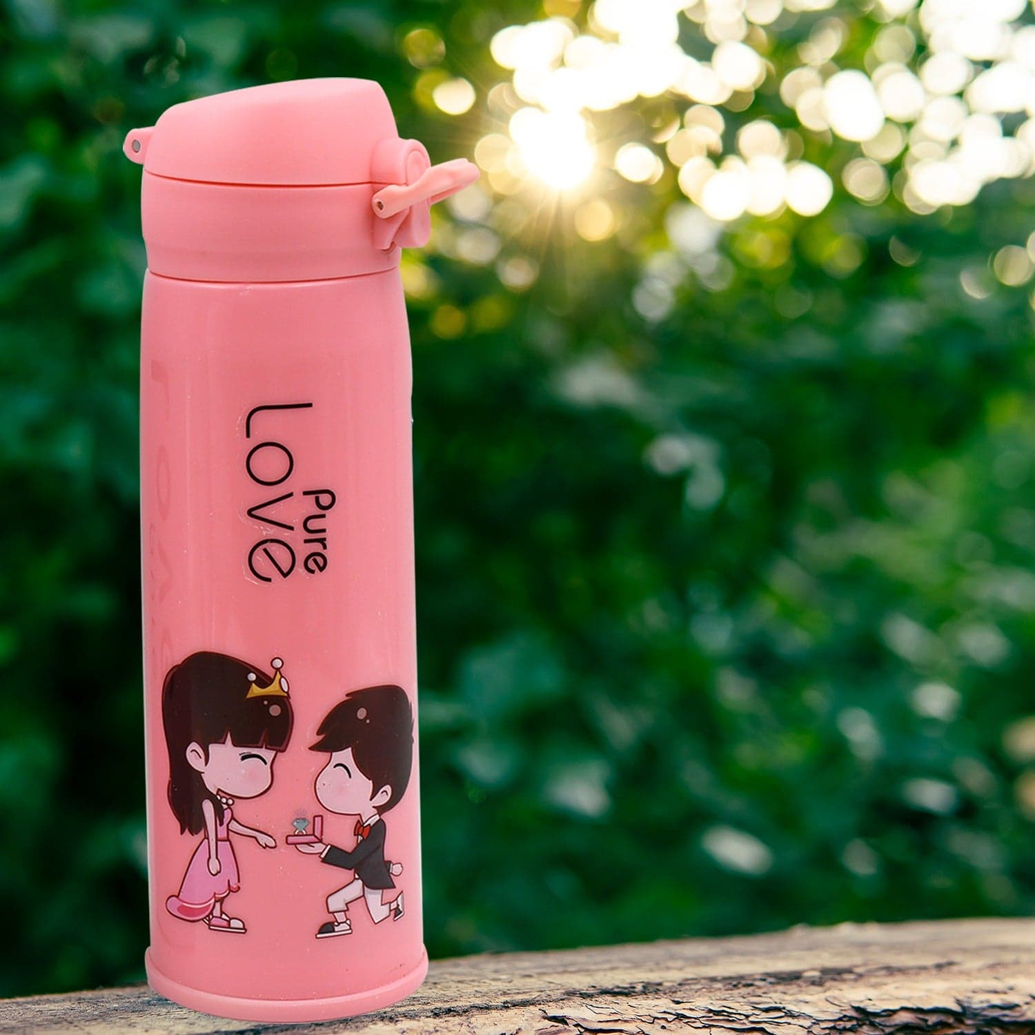 Pure Love Outdoor Sport Water Bottle 500Ml Leak Proof Bpa-Free For Travel Cold And Hot Water Glass Water Bottle With Daily Water Intake For Gym And Children thumbnail 3
