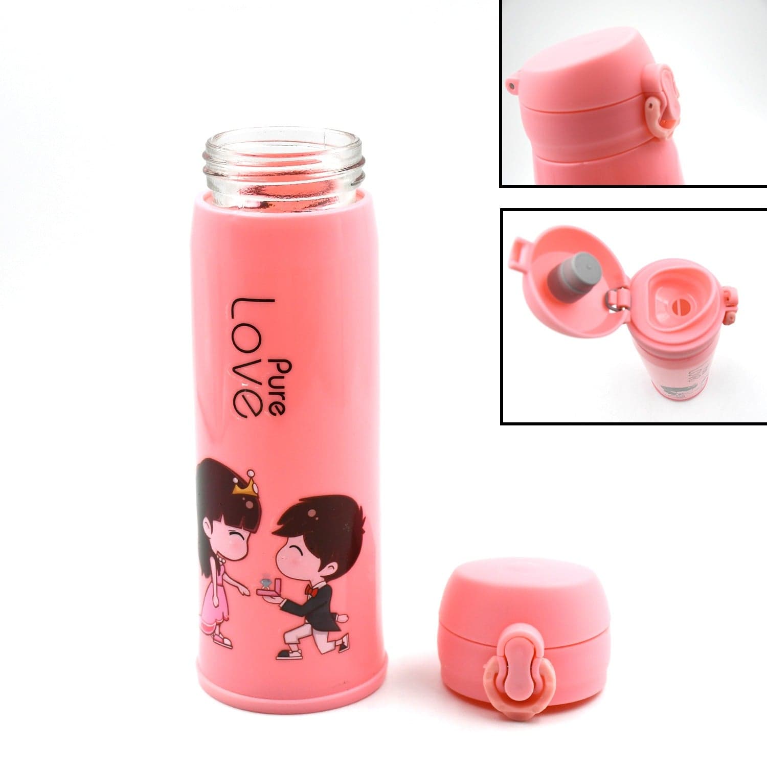 Pure Love Outdoor Sport Water Bottle 500Ml Leak Proof Bpa-Free For Travel Cold And Hot Water Glass Water Bottle With Daily Water Intake For Gym And Children thumbnail 4