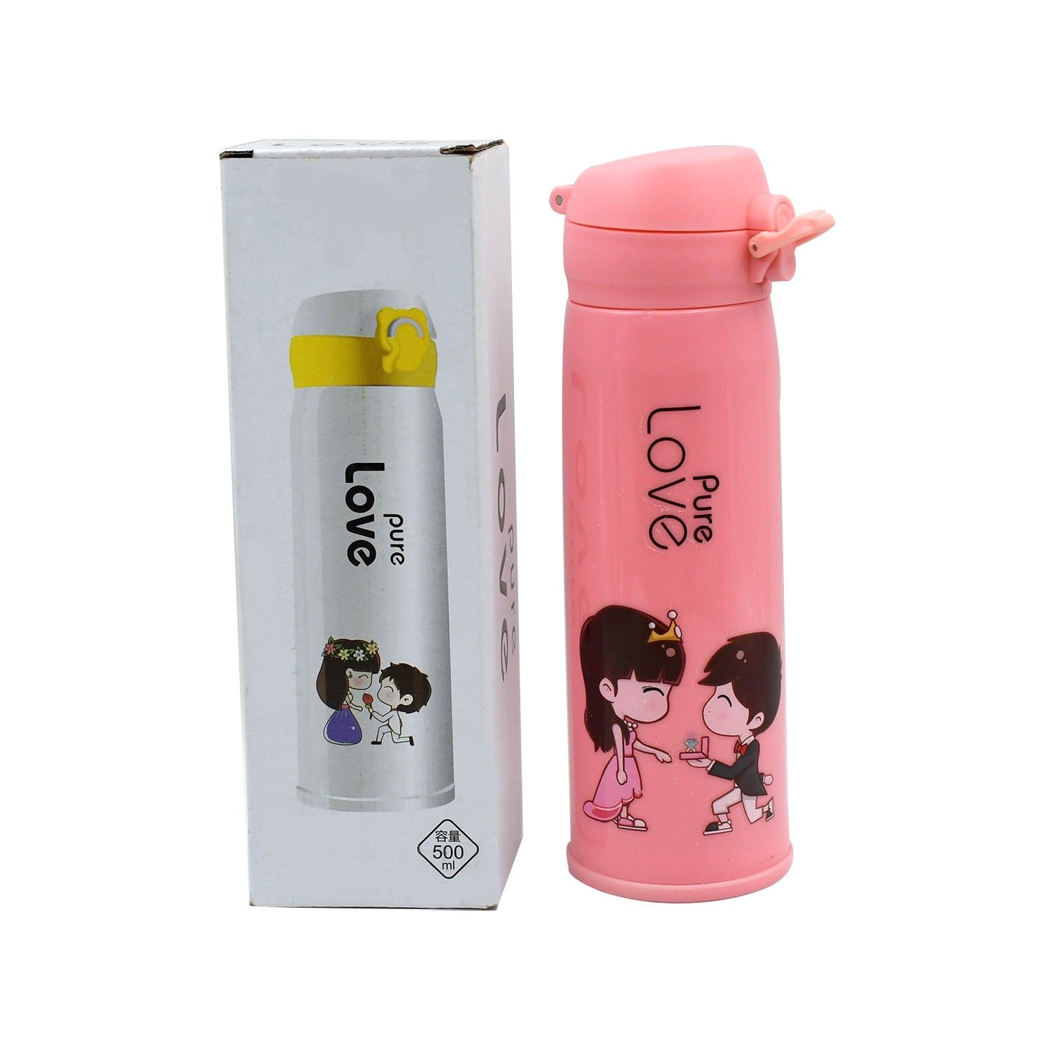 Pure Love Outdoor Sport Water Bottle 500Ml Leak Proof Bpa-Free For Travel Cold And Hot Water Glass Water Bottle With Daily Water Intake For Gym And Children thumbnail 6