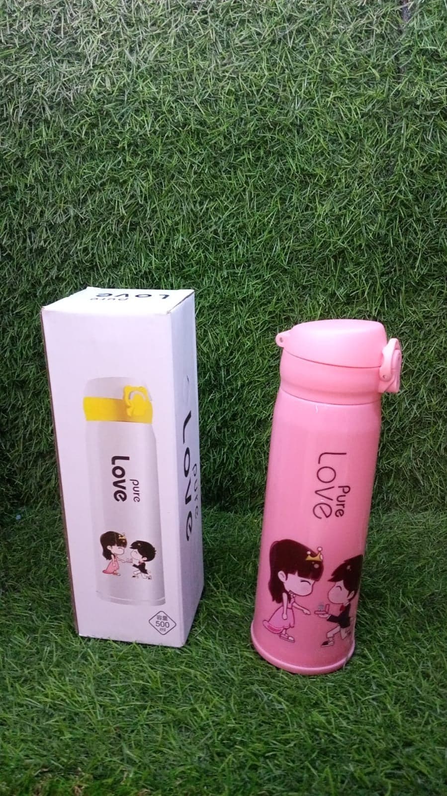Pure Love Outdoor Sport Water Bottle 500Ml Leak Proof Bpa-Free For Travel Cold And Hot Water Glass Water Bottle With Daily Water Intake For Gym And Children thumbnail 7