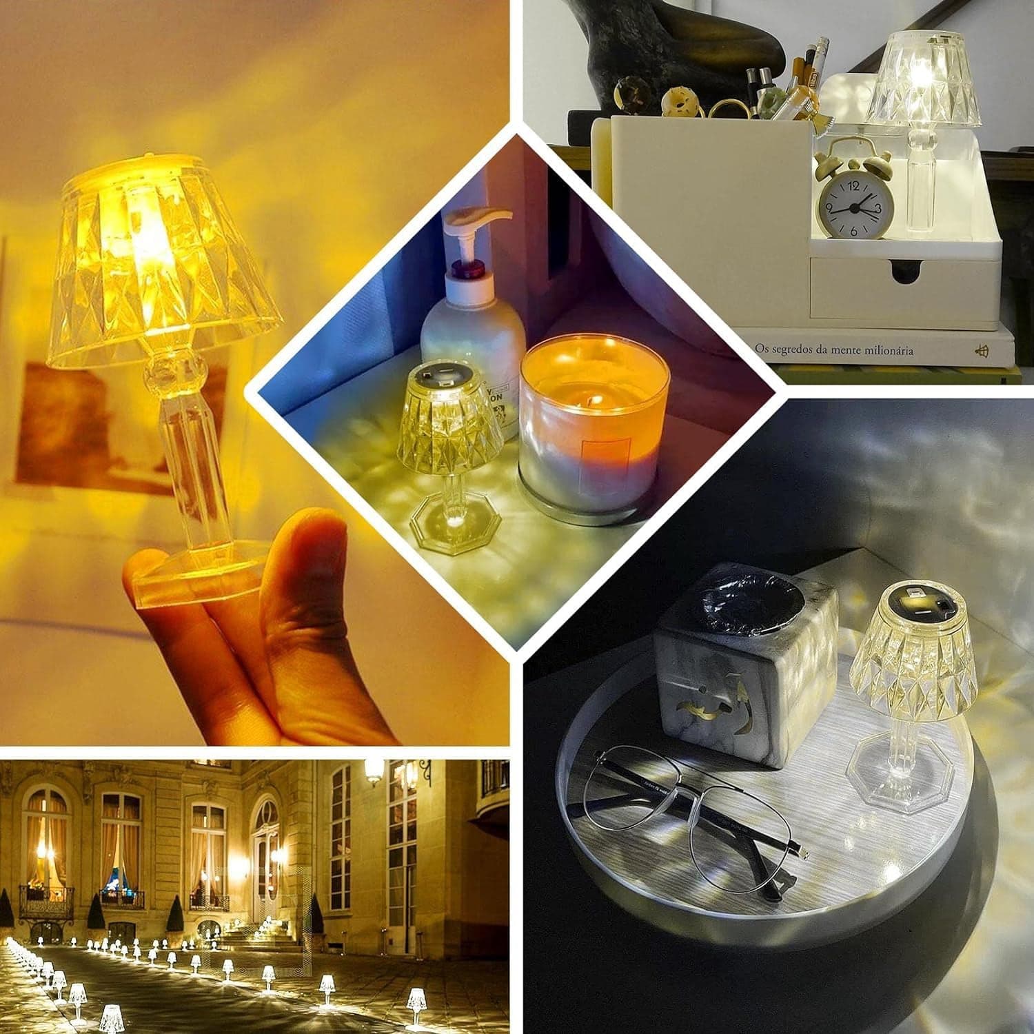 Mini Acrylic LED Desk Lamps Table Lamp Portable Crystal, Diwali (1 Pc / Small) thumbnail 6