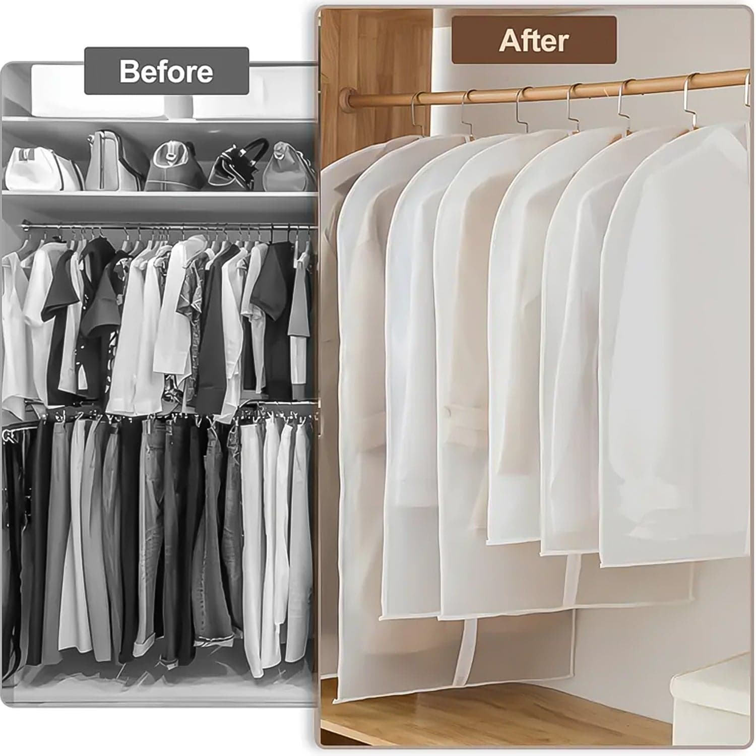 Foldable Non Woven Men's Coat Blazer Suit Cover (80—60 CM / 1 Pc / White Side Chain Suit Cover) thumbnail 4