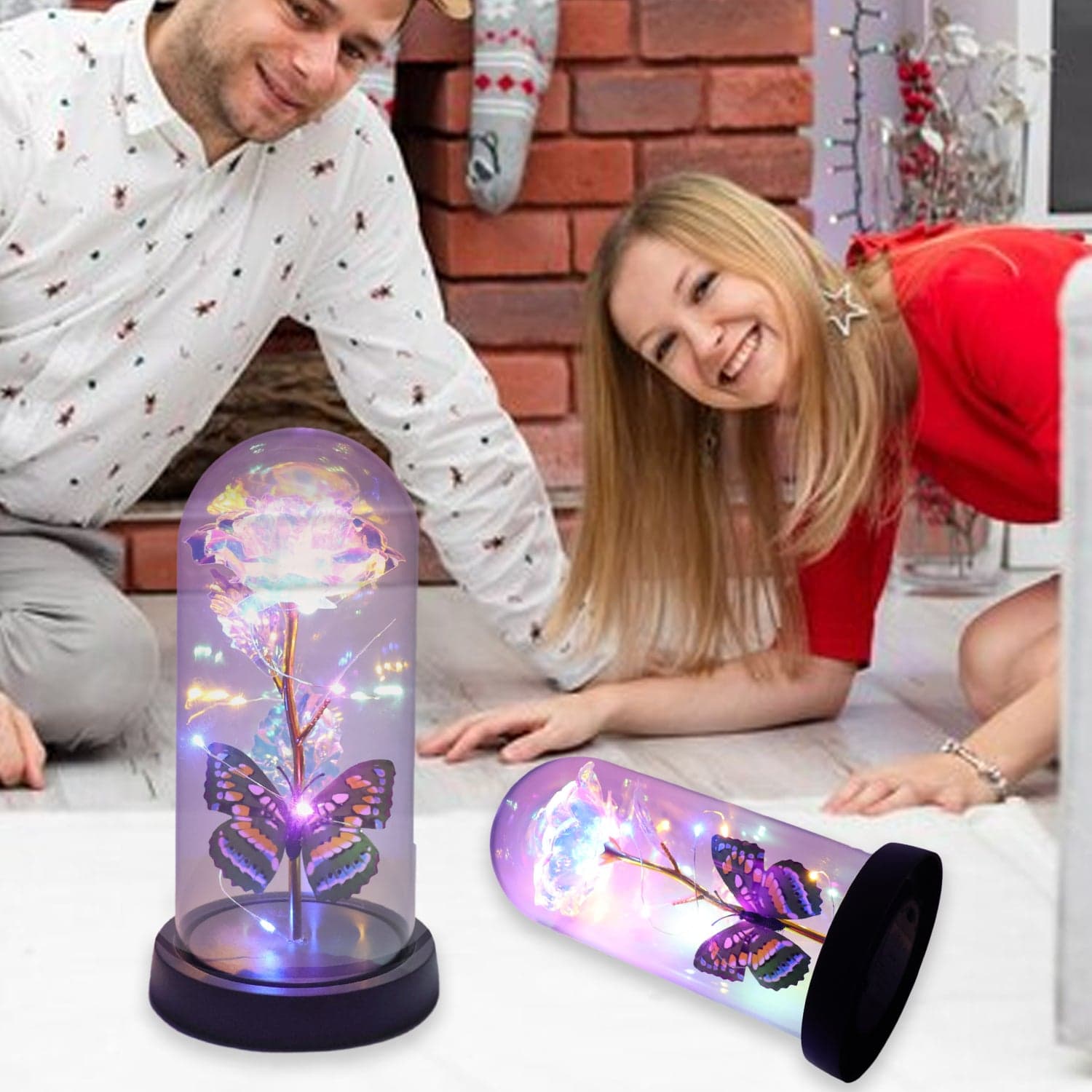 Led Light Dome Butterfly Rose thumbnail 5