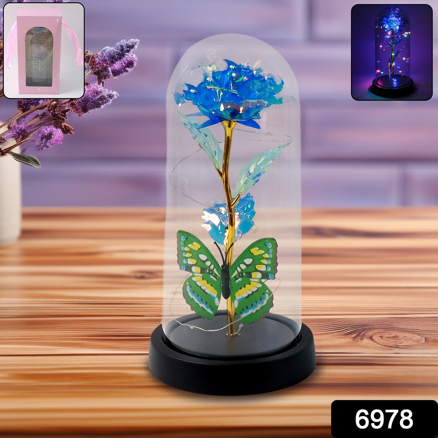 Led Powered Eternal Rose In Plastic Dome thumbnail 1