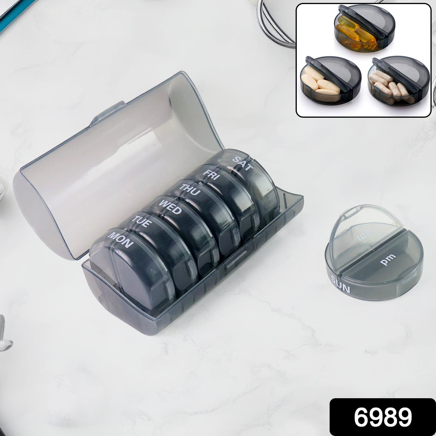 Weekly Pill Organizer 2 Times a Day Travel 7 Day Pill Box Twice a Day Daily Medicine Pill Case with Large Compartments thumbnail 2